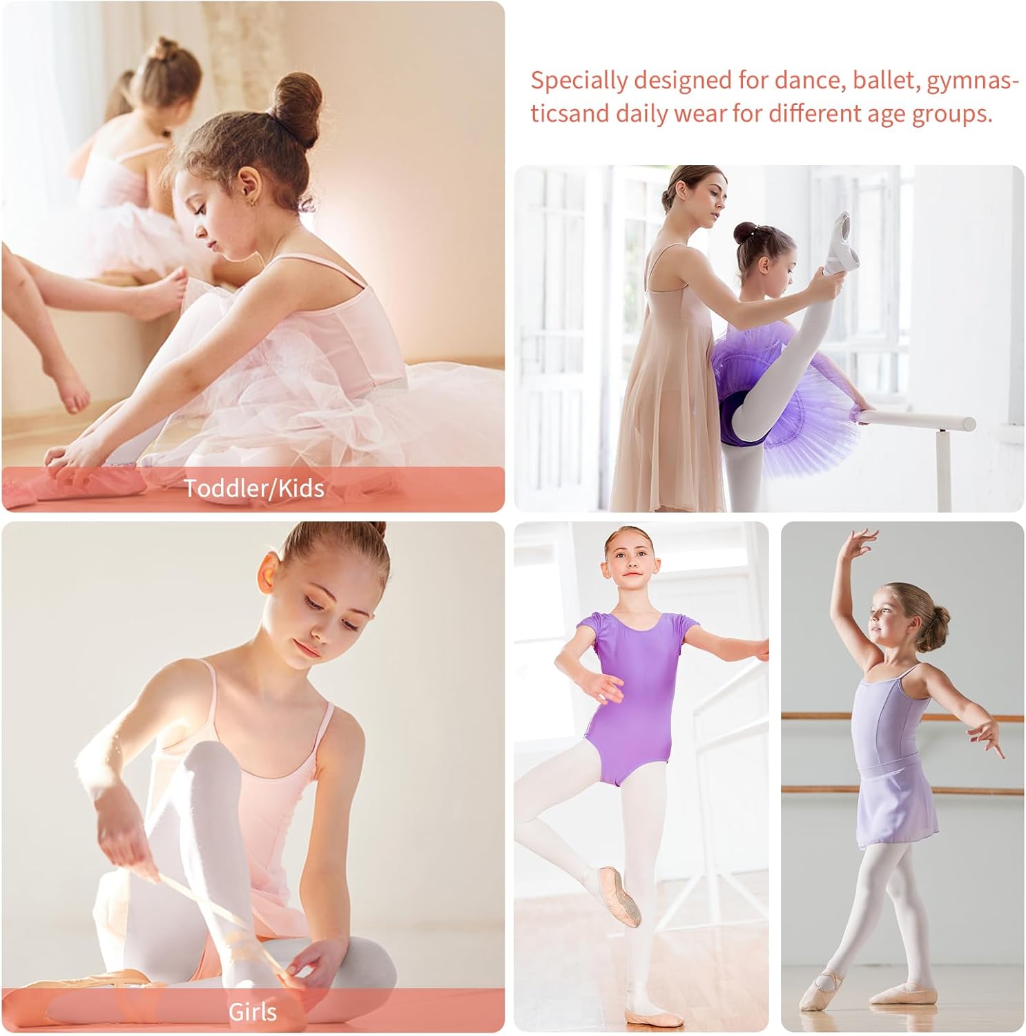 2Pcs Ballet Tights For Gils, Toddler Ballet Tights, Ballet Leotards Dance Outfit for Kids