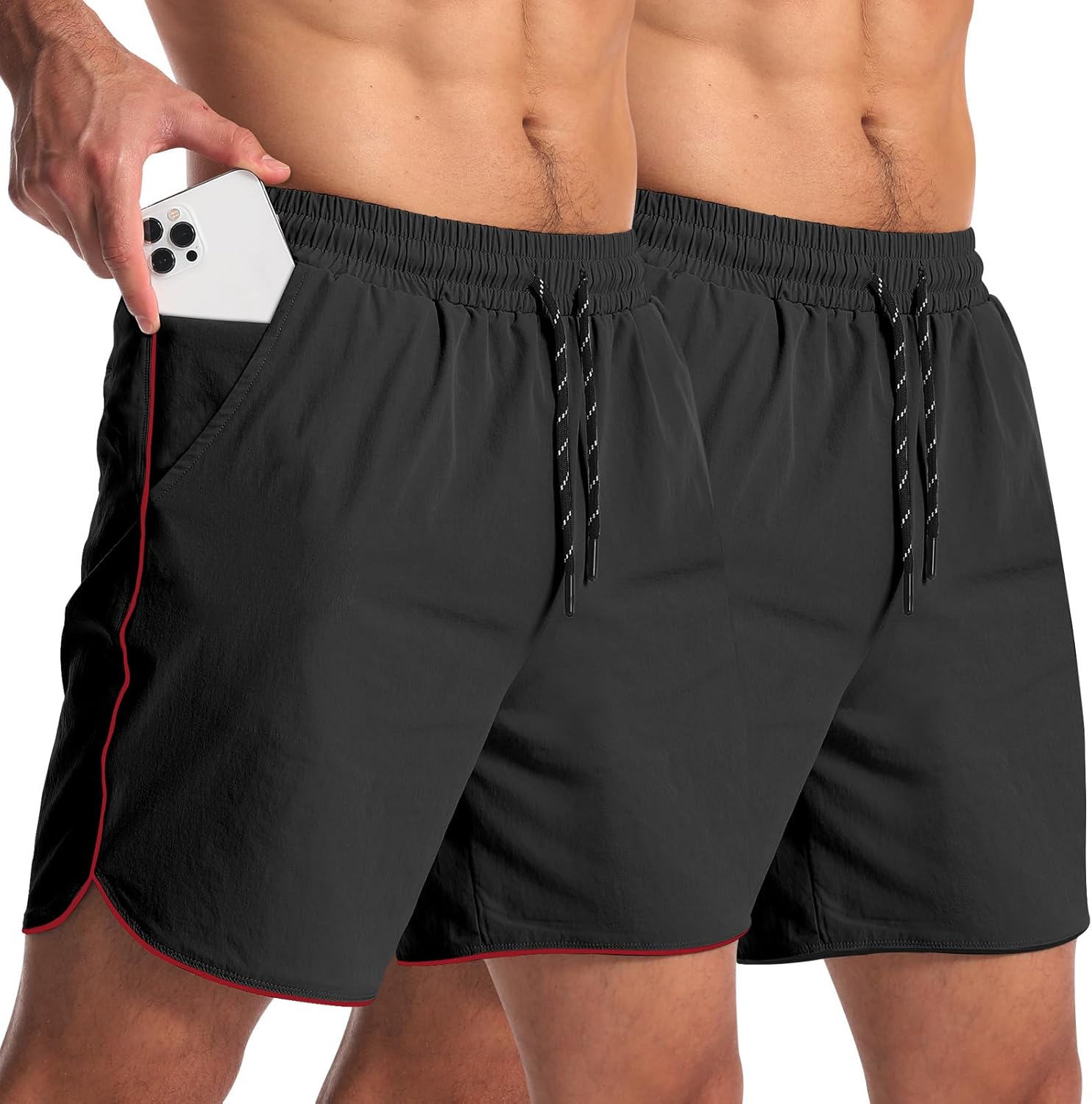 2 Pack 5" Workout Athletic Shorts Men Quick Dry Gym Shorts with Pockets, Exercise Sports Running Shorts for Men