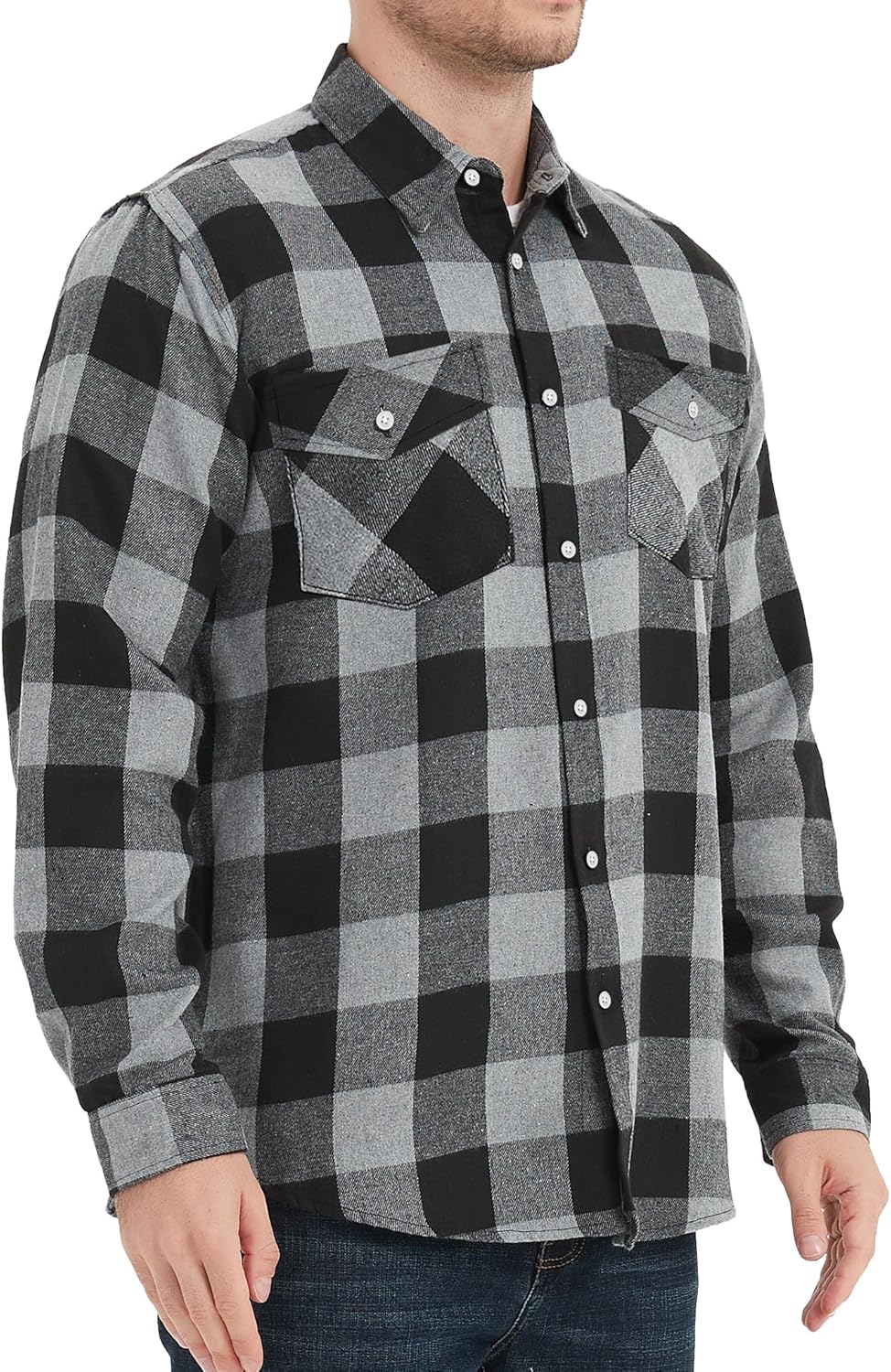 1/3 Pack Mens Flannel Shirt Long Sleeve Plaid Shirts Casual Button Down Buffalo Plaid Checkered Cotton Jacket