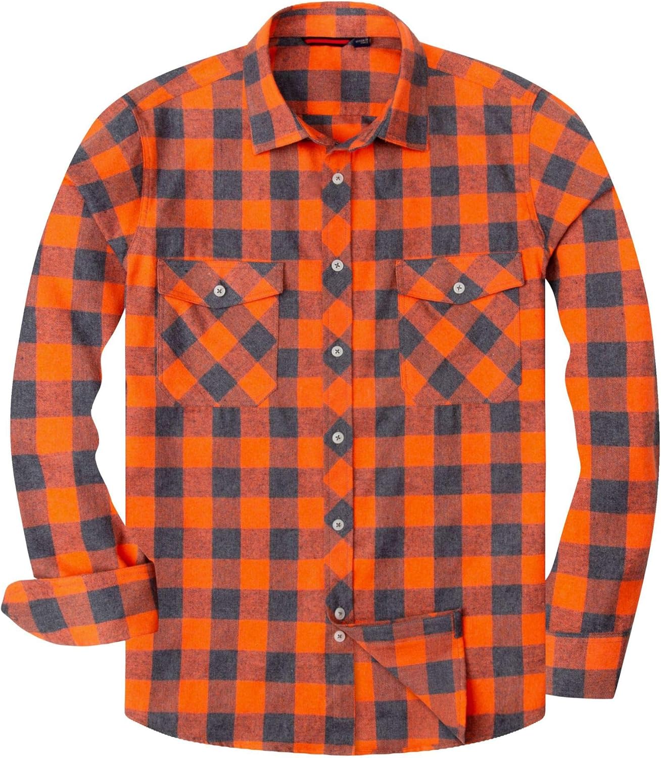 Alimens & Gentle Men's Button Down Regular Fit Long Sleeve Plaid Flannel Casual Shirts