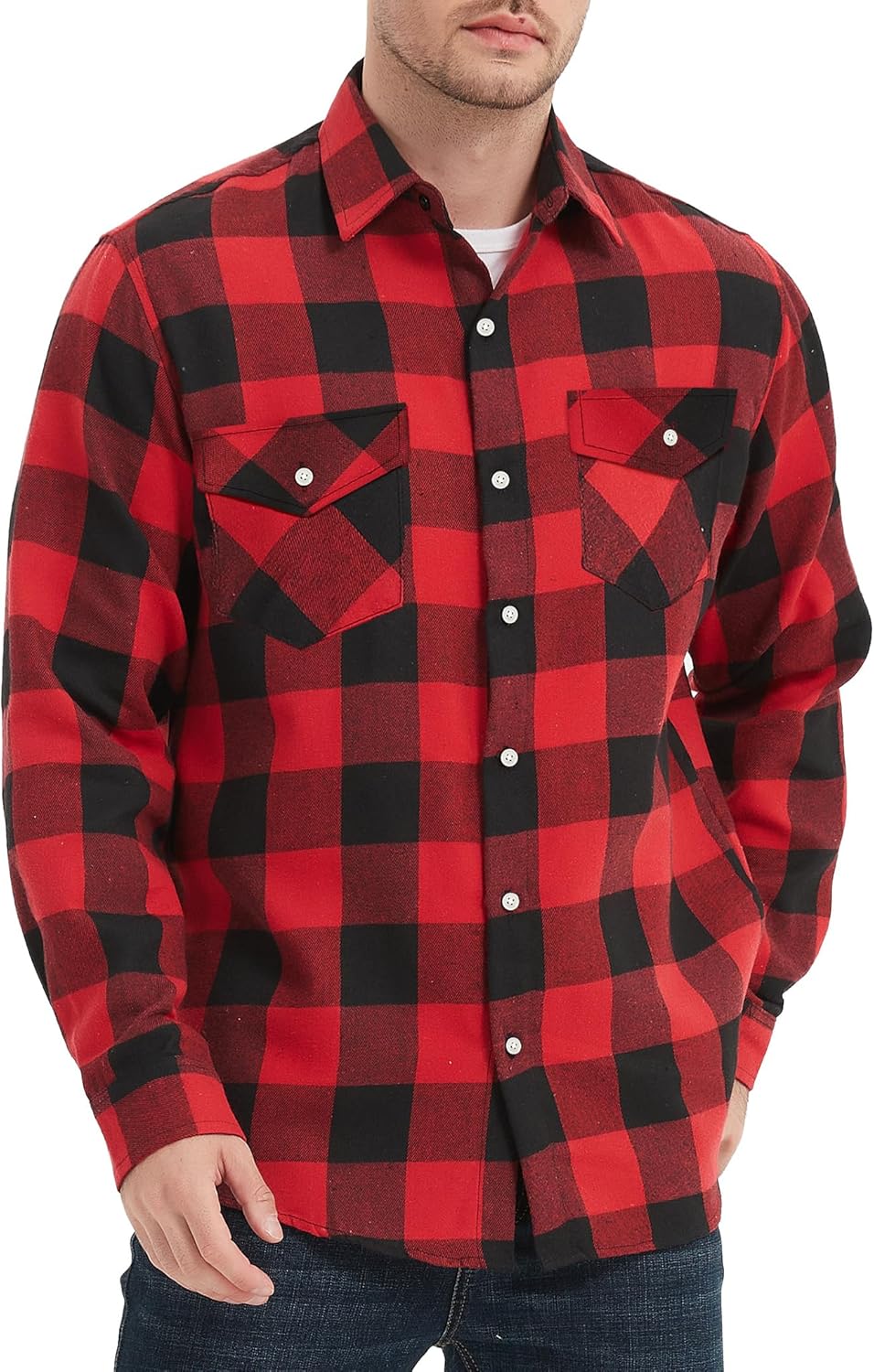 1/3 Pack Mens Flannel Shirt Long Sleeve Plaid Shirts Casual Button Down Buffalo Plaid Checkered Cotton Jacket