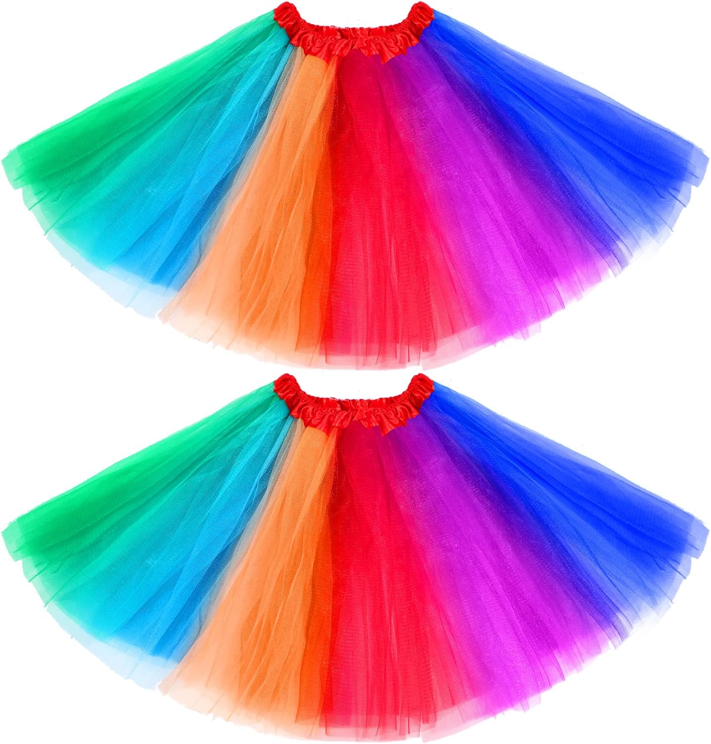 2 Packs Tutu Skirt Elastic Lady Teen Adult Tutu Skirt Short Ladies 80's Halloween Costume 3 Layered Tulle