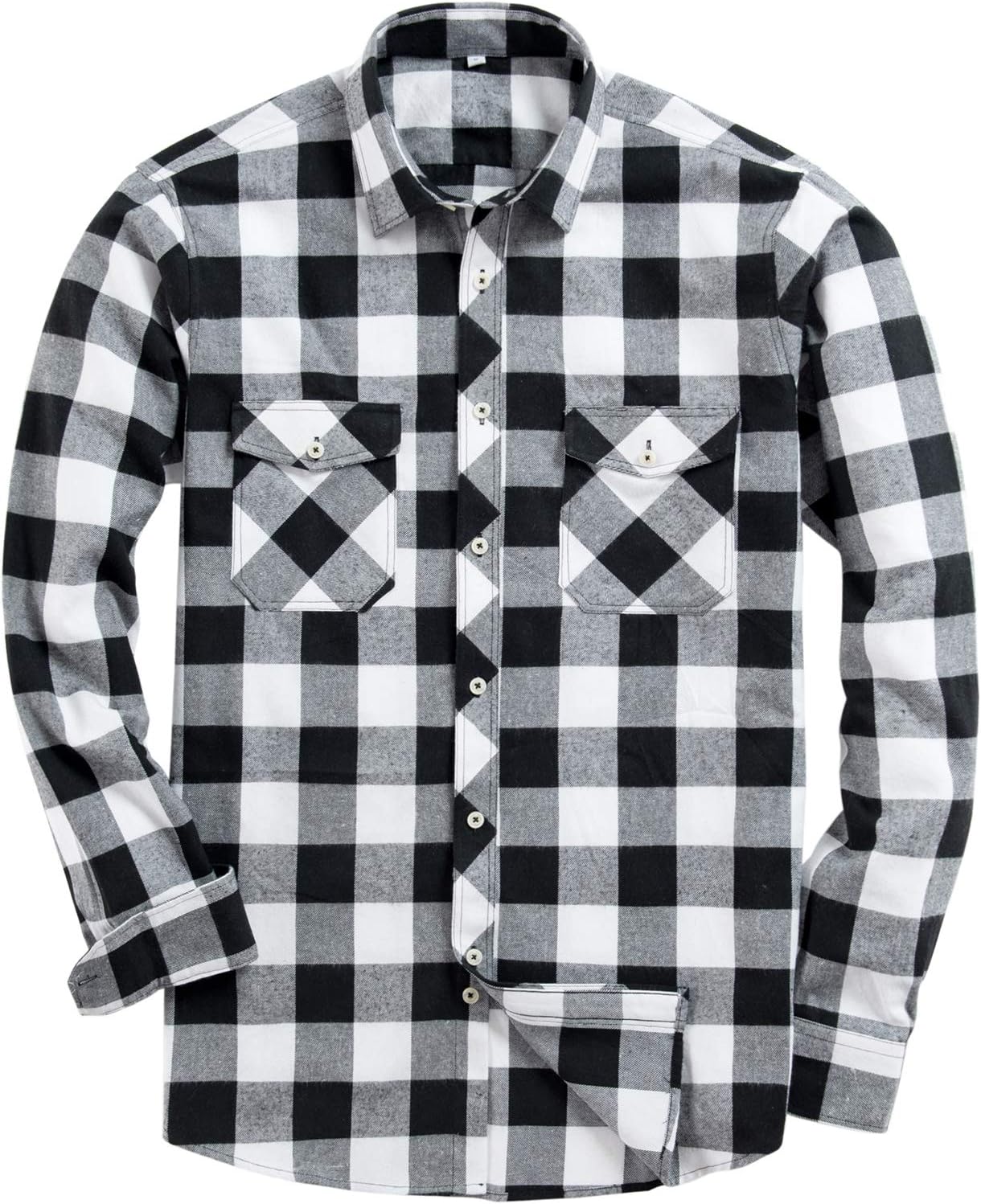 Alimens & Gentle Men's Button Down Regular Fit Long Sleeve Plaid Flannel Casual Shirts