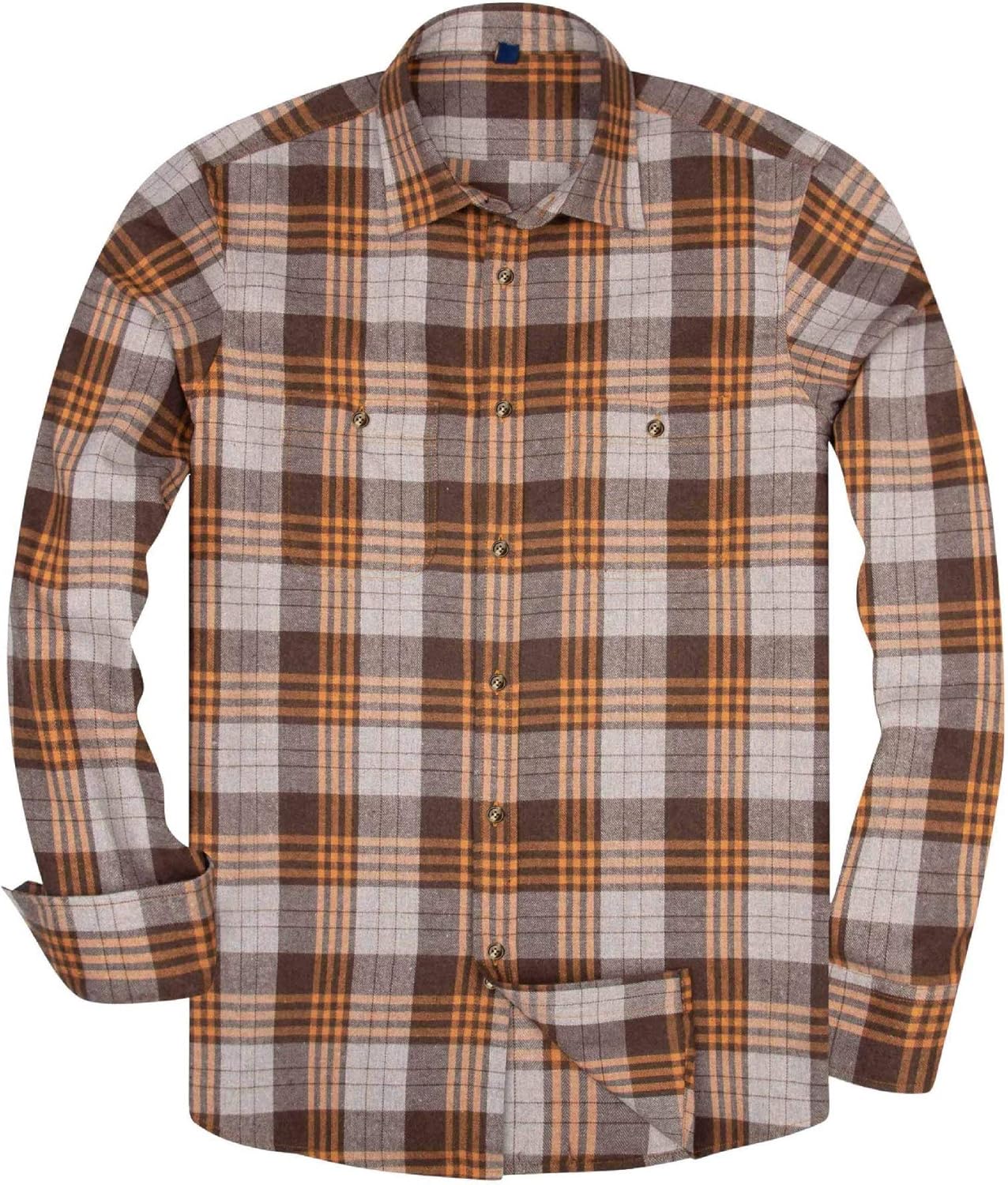 Alimens & Gentle Men's Button Down Regular Fit Long Sleeve Plaid Flannel Casual Shirts
