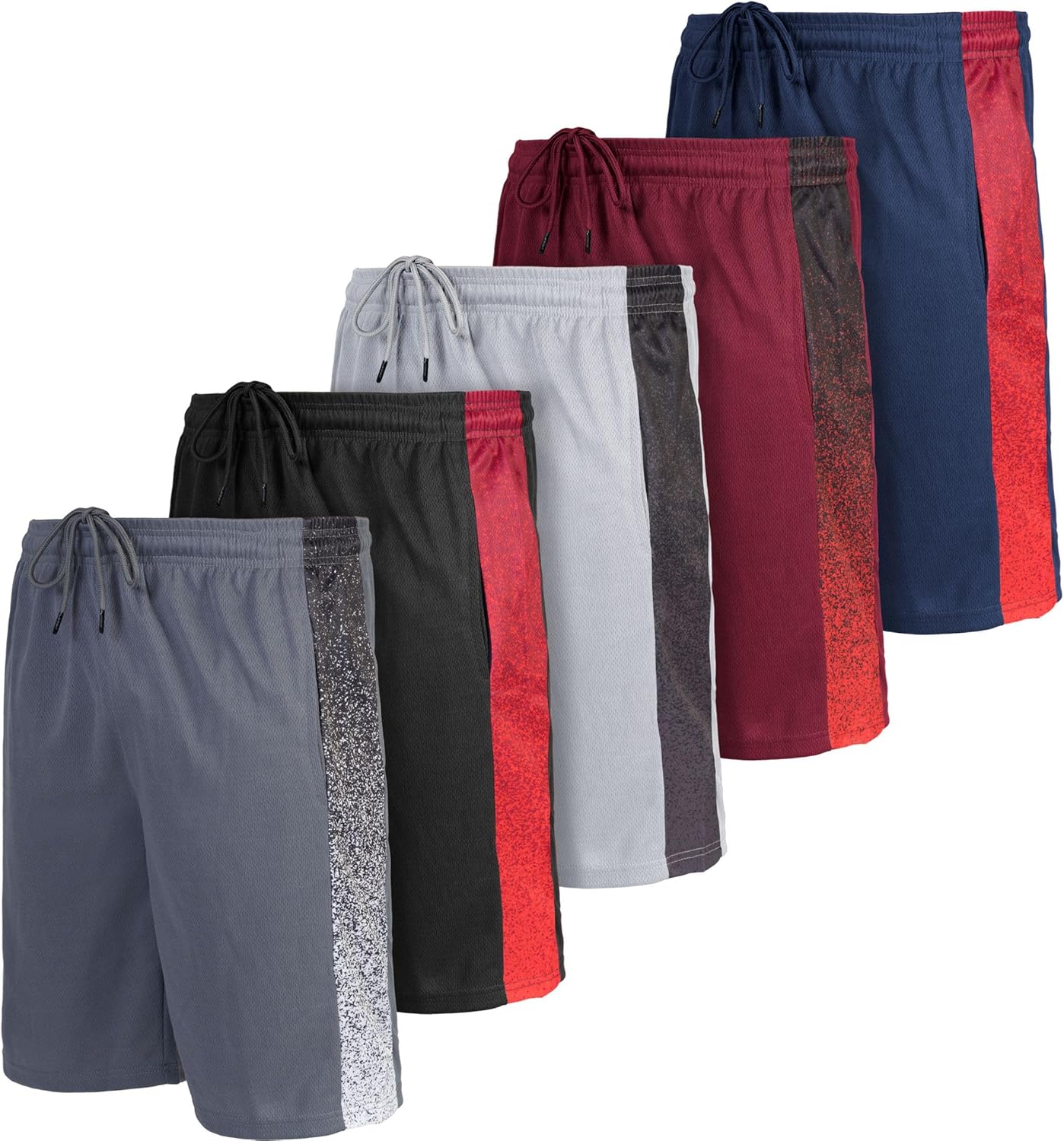 [5 Pack] Men’s Dry-Fit Active Athletic Shorts Basketball Running Workout Training Gym