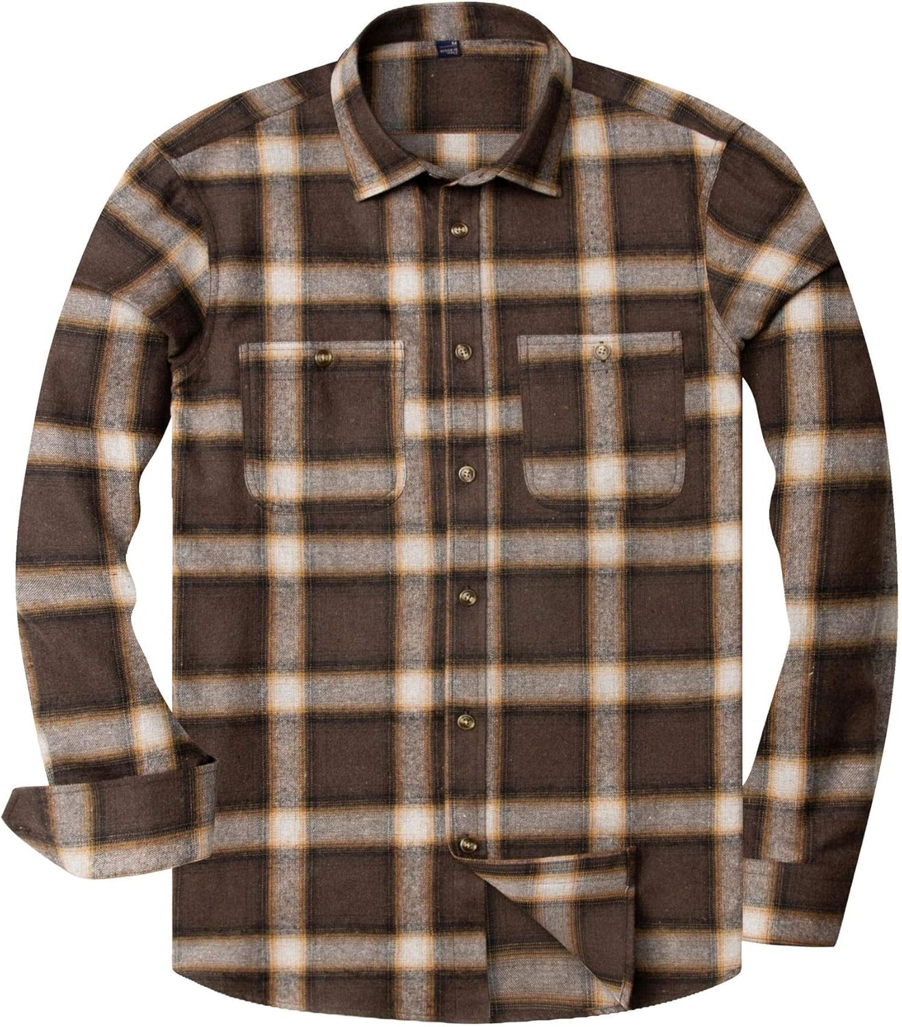Alimens & Gentle Men's Button Down Regular Fit Long Sleeve Plaid Flannel Casual Shirts
