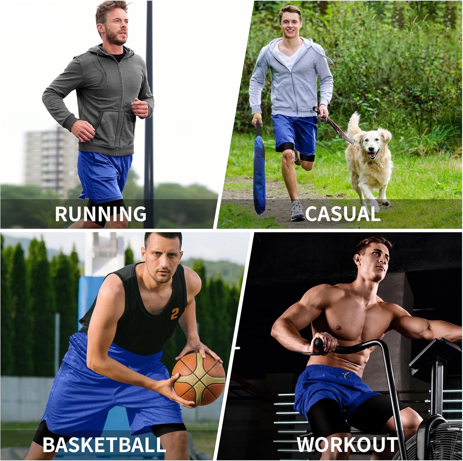 2 in 1 Mens Shorts Casual 2 Pack, Running Gym Shorts for Men 7 Inch, Workout Shorts Men with Pockets &Towel Loop