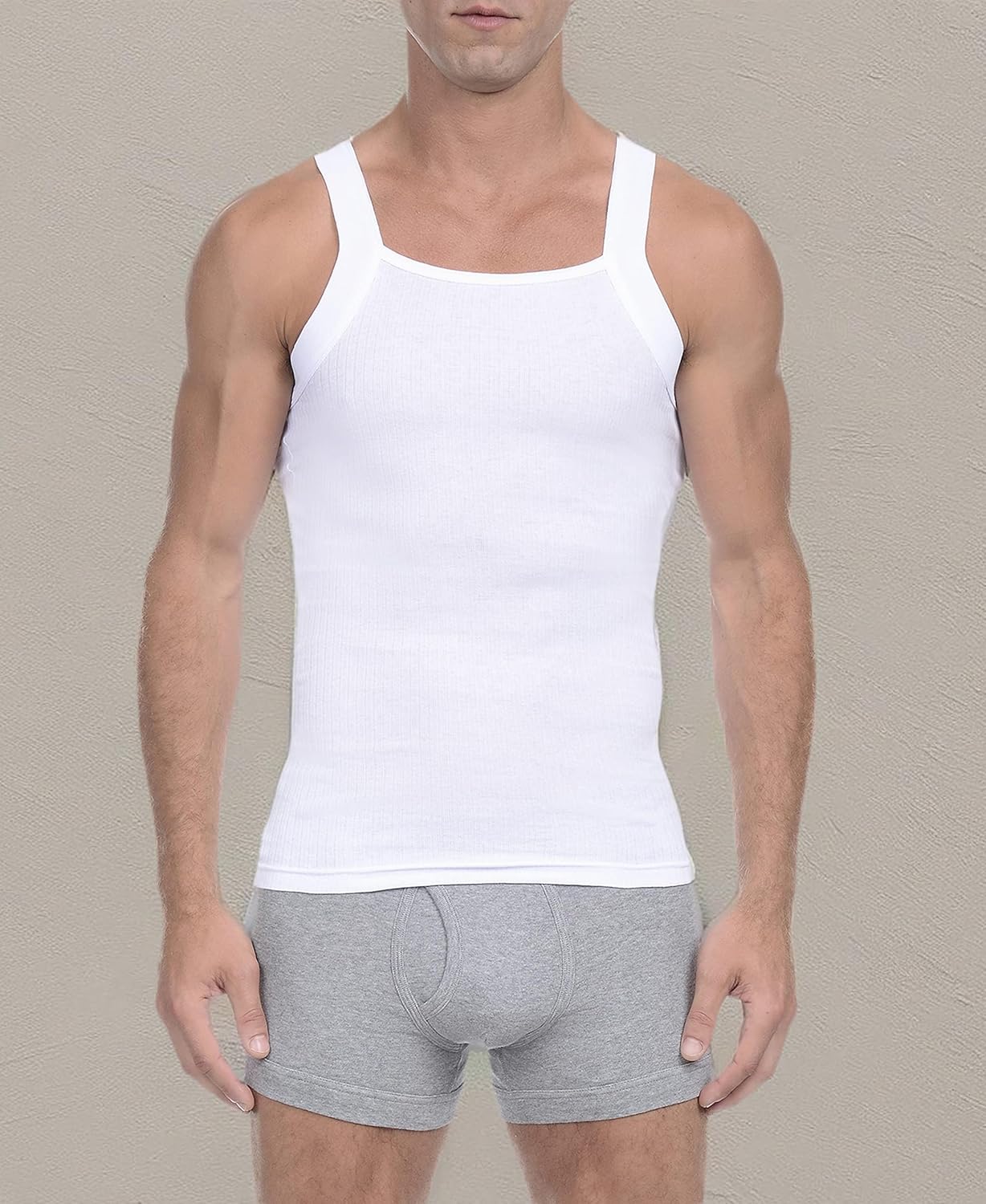 2(X)IST Mens Essential Cotton Square Cut Tank 2-Pack