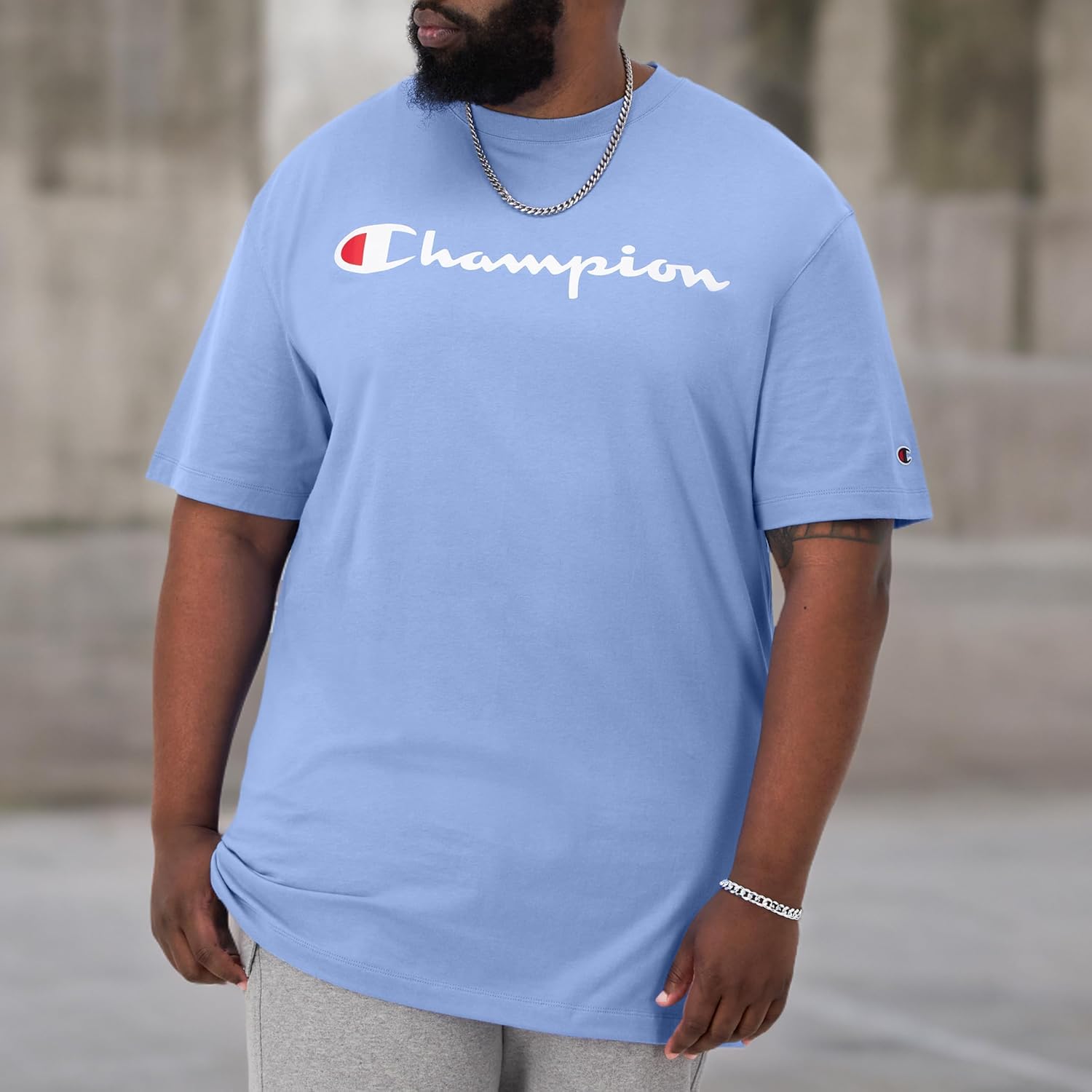 Champion Men's T-Shirt, Classic Graphic T-Shirt, Soft and Comfortable T-Shirts for Men, Script Logo (Reg. or Big & Tall)