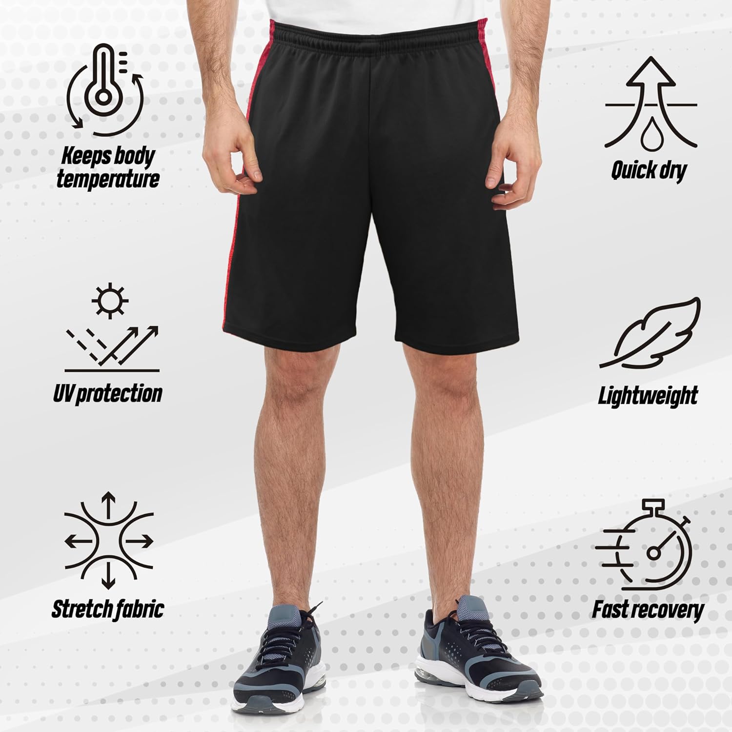[5 Pack] Men’s Dry-Fit Active Athletic Shorts Basketball Running Workout Training Gym