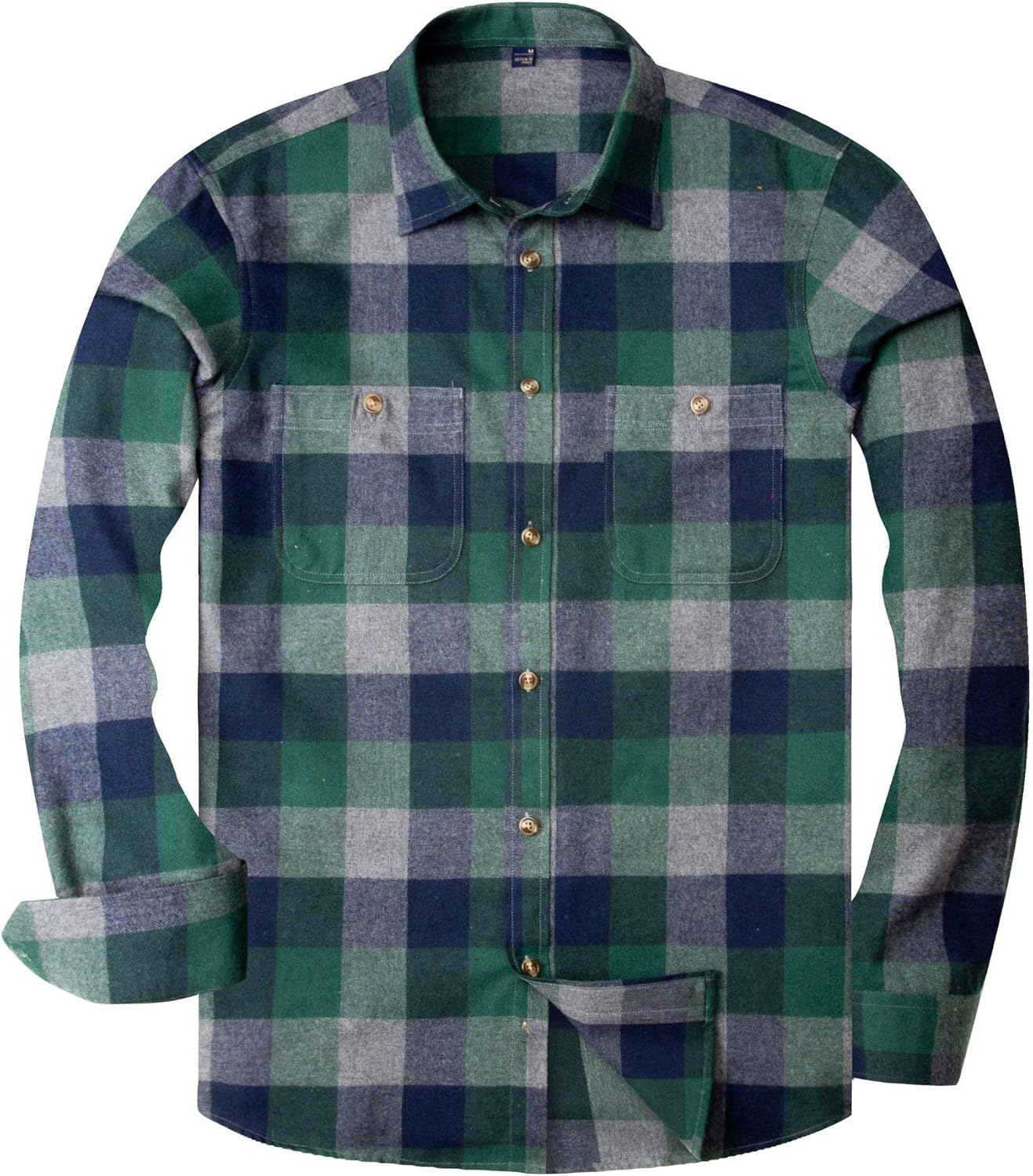 Alimens & Gentle Men's Button Down Regular Fit Long Sleeve Plaid Flannel Casual Shirts