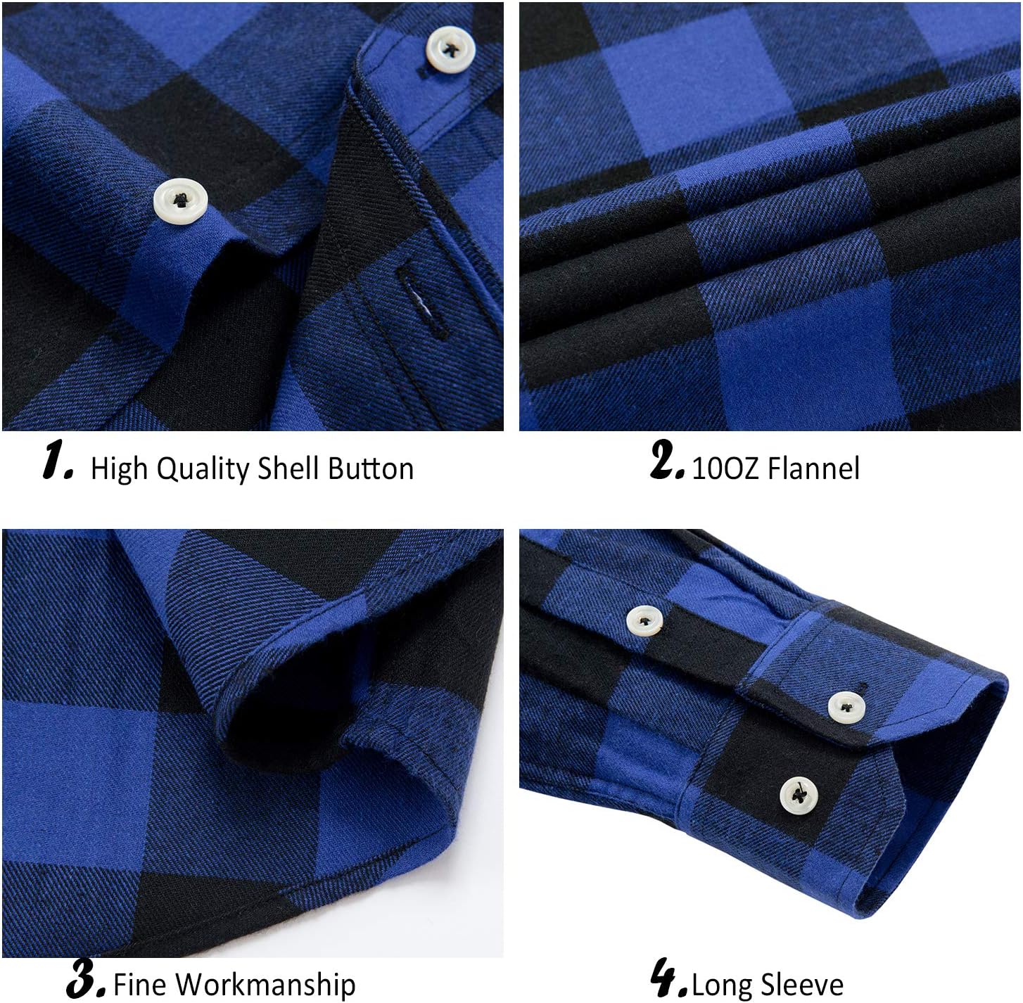 Alimens & Gentle Men's Button Down Regular Fit Long Sleeve Plaid Flannel Casual Shirts