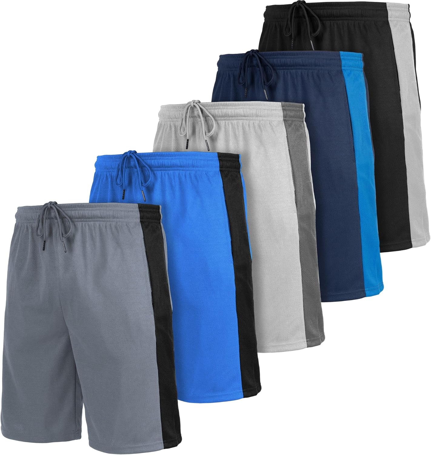 [5 Pack] Men’s Dry-Fit Active Athletic Shorts Basketball Running Workout Training Gym