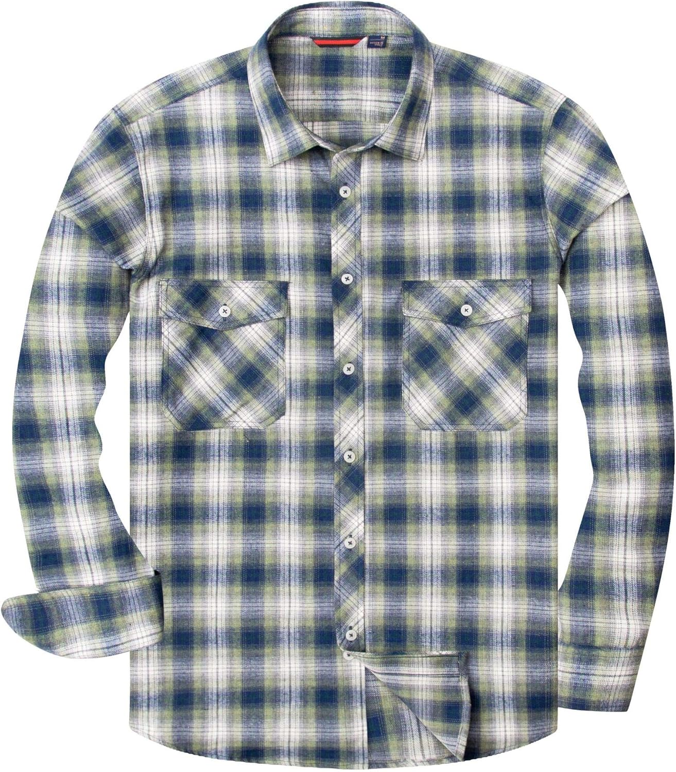 Alimens & Gentle Men's Button Down Regular Fit Long Sleeve Plaid Flannel Casual Shirts