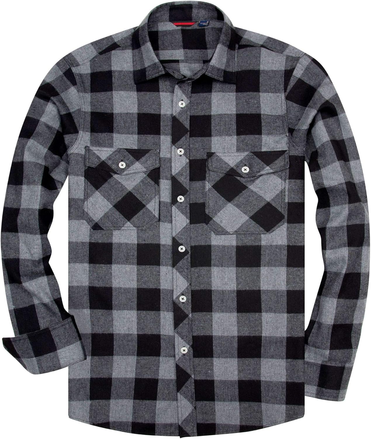 Alimens & Gentle Men's Button Down Regular Fit Long Sleeve Plaid Flannel Casual Shirts