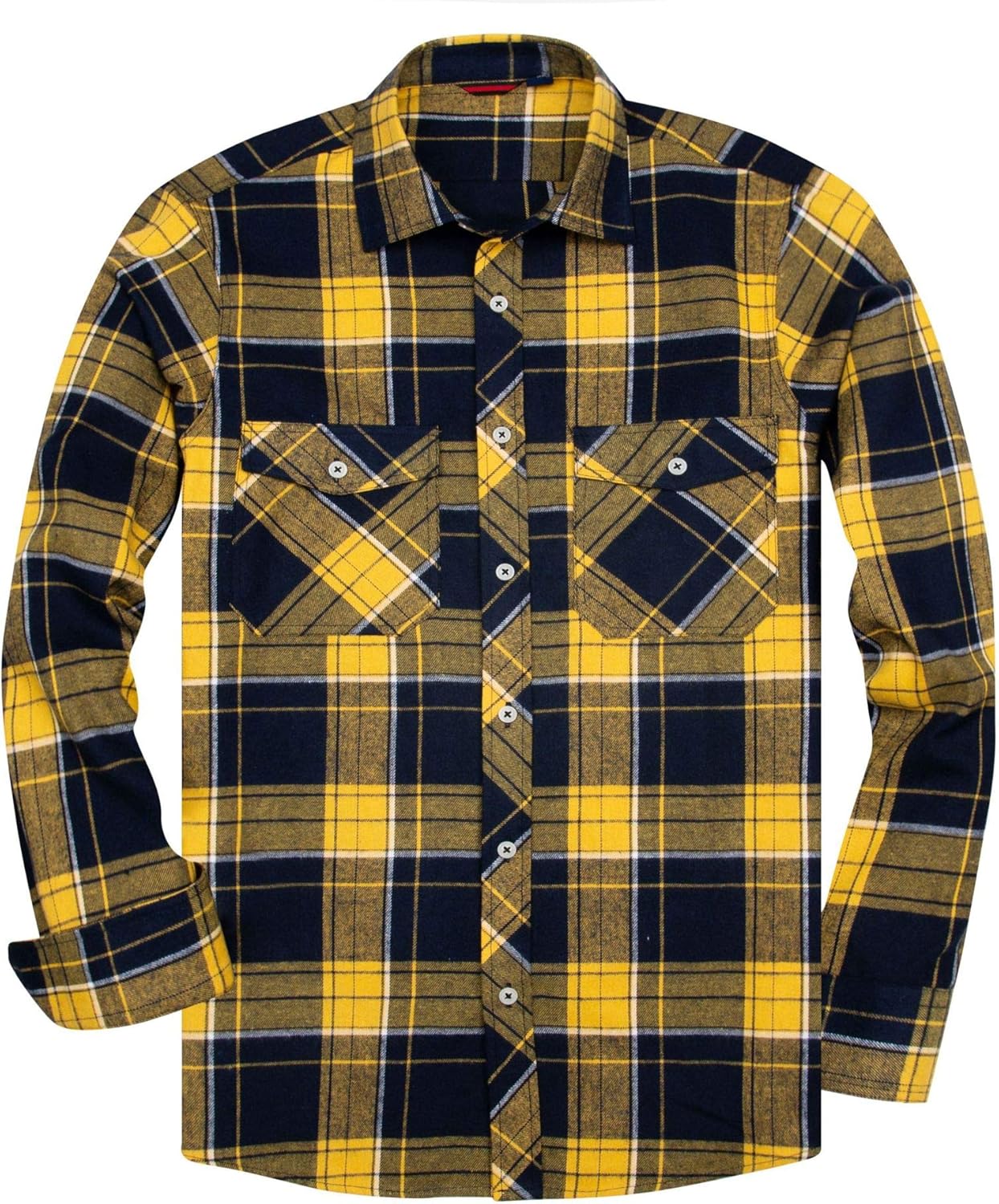 Alimens & Gentle Men's Button Down Regular Fit Long Sleeve Plaid Flannel Casual Shirts