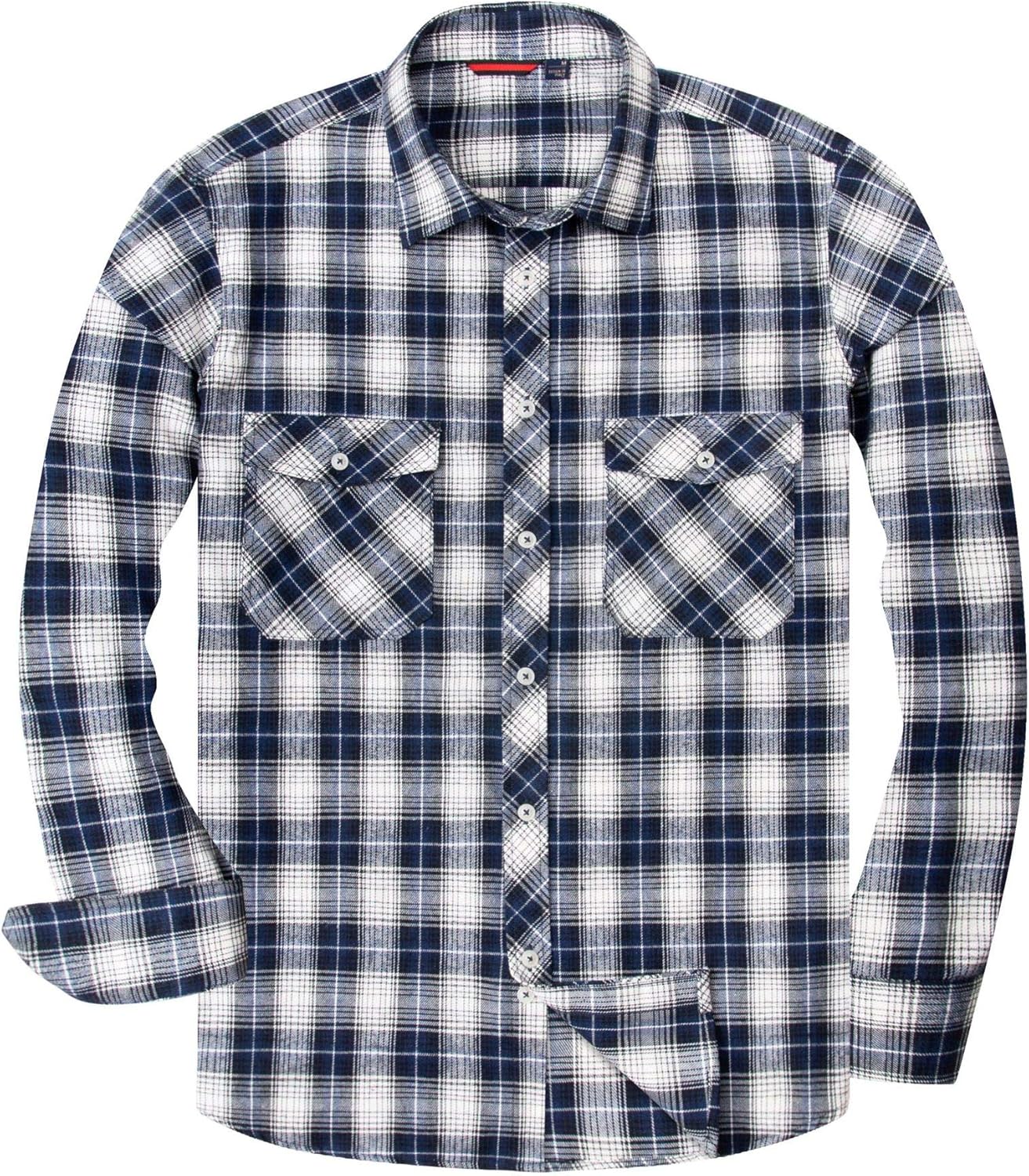 Alimens & Gentle Men's Button Down Regular Fit Long Sleeve Plaid Flannel Casual Shirts
