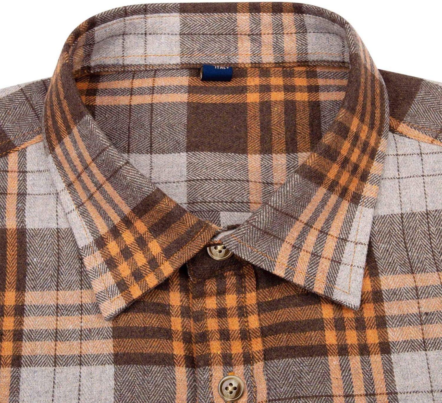Alimens & Gentle Men's Button Down Regular Fit Long Sleeve Plaid Flannel Casual Shirts