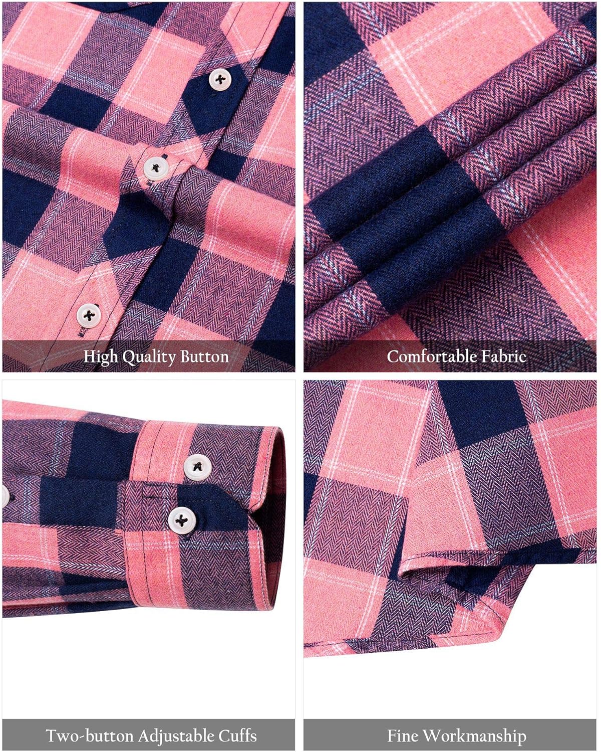Alimens & Gentle Men's Button Down Regular Fit Long Sleeve Plaid Flannel Casual Shirts