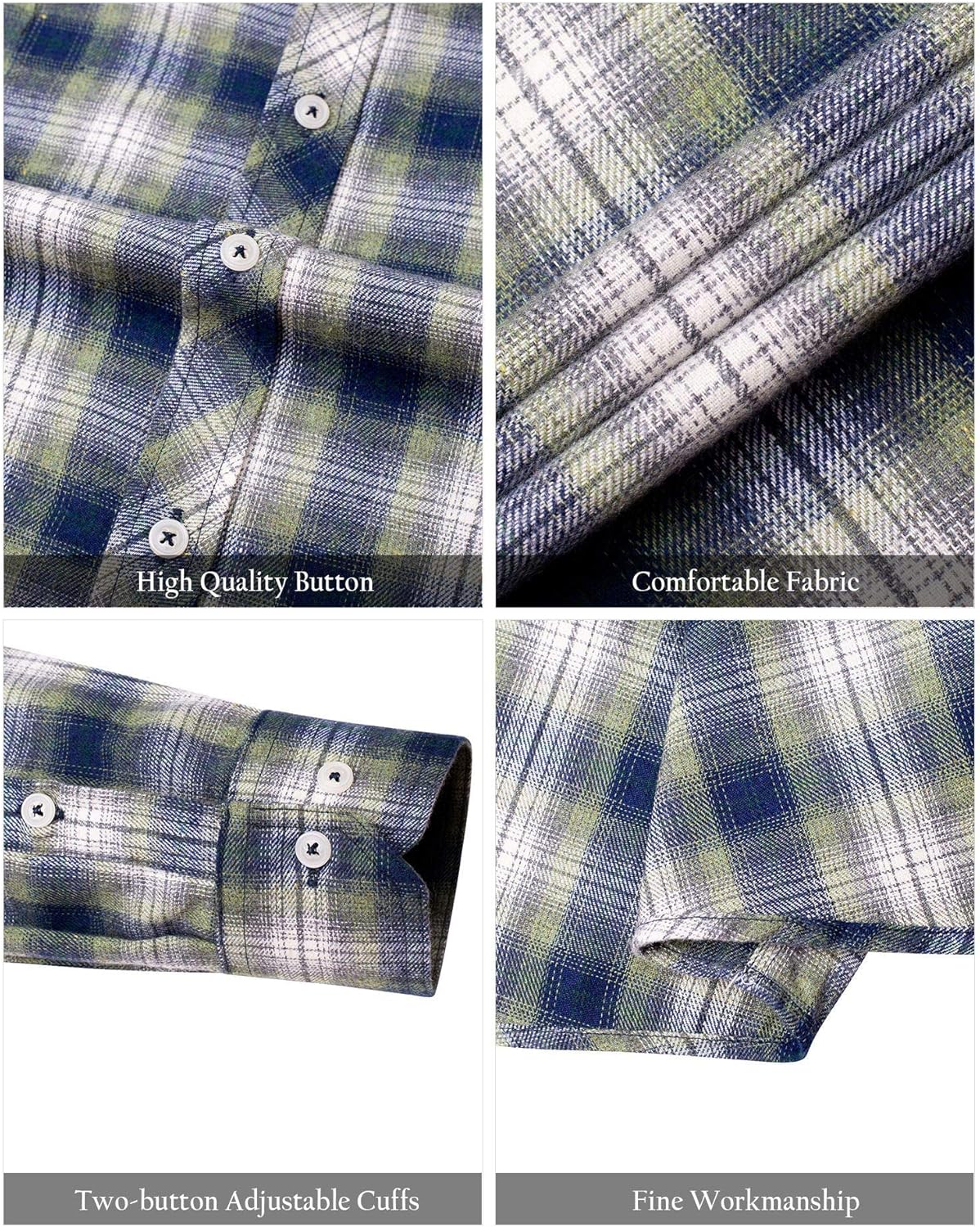 Alimens & Gentle Men's Button Down Regular Fit Long Sleeve Plaid Flannel Casual Shirts