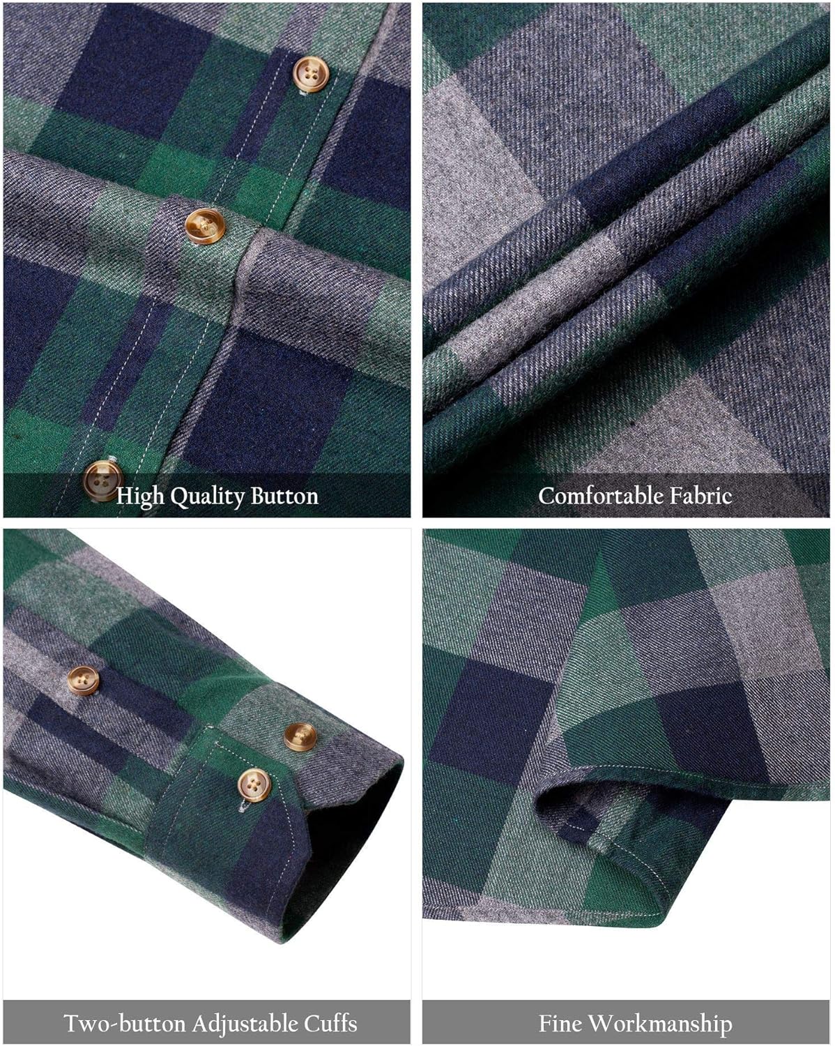 Alimens & Gentle Men's Button Down Regular Fit Long Sleeve Plaid Flannel Casual Shirts