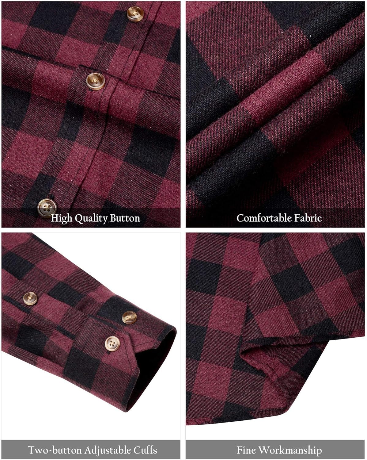 Alimens & Gentle Men's Button Down Regular Fit Long Sleeve Plaid Flannel Casual Shirts