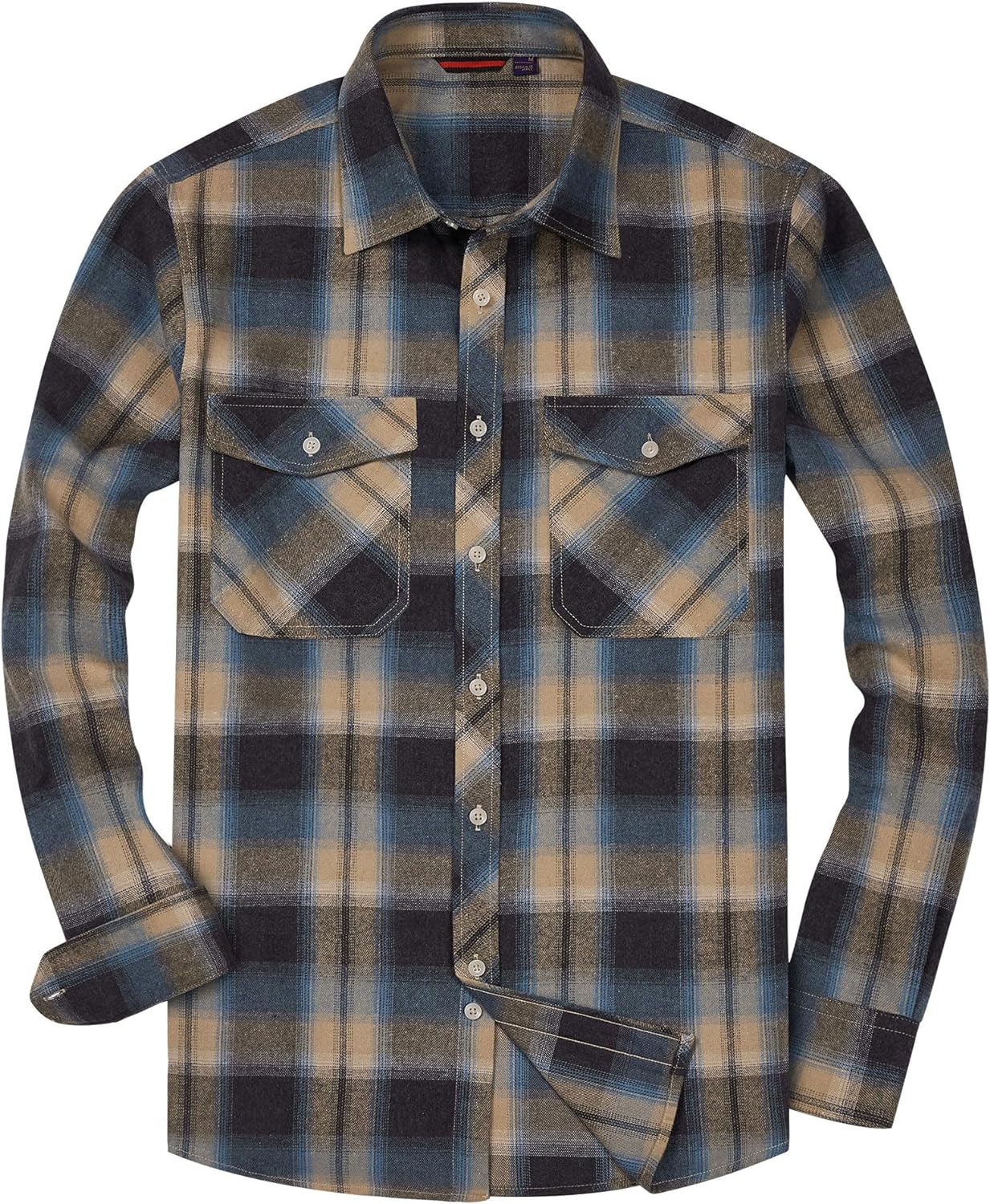 Alimens & Gentle Men's Button Down Regular Fit Long Sleeve Plaid Flannel Casual Shirts