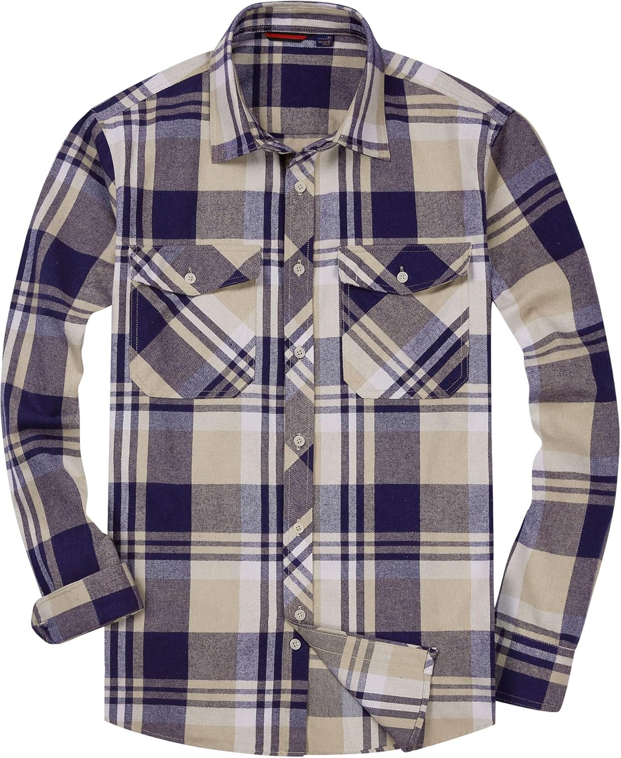 Alimens & Gentle Men's Button Down Regular Fit Long Sleeve Plaid Flannel Casual Shirts