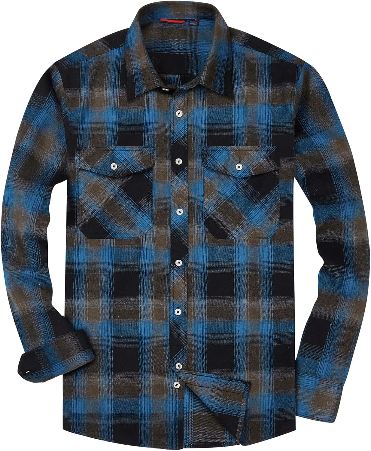 Alimens & Gentle Men's Button Down Regular Fit Long Sleeve Plaid Flannel Casual Shirts