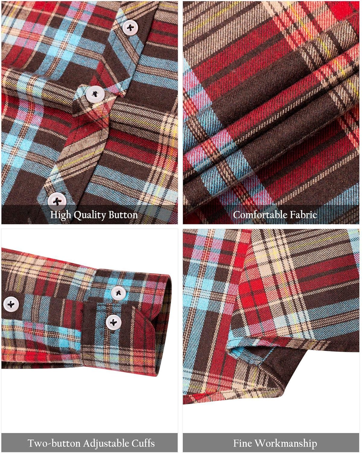 Alimens & Gentle Men's Button Down Regular Fit Long Sleeve Plaid Flannel Casual Shirts