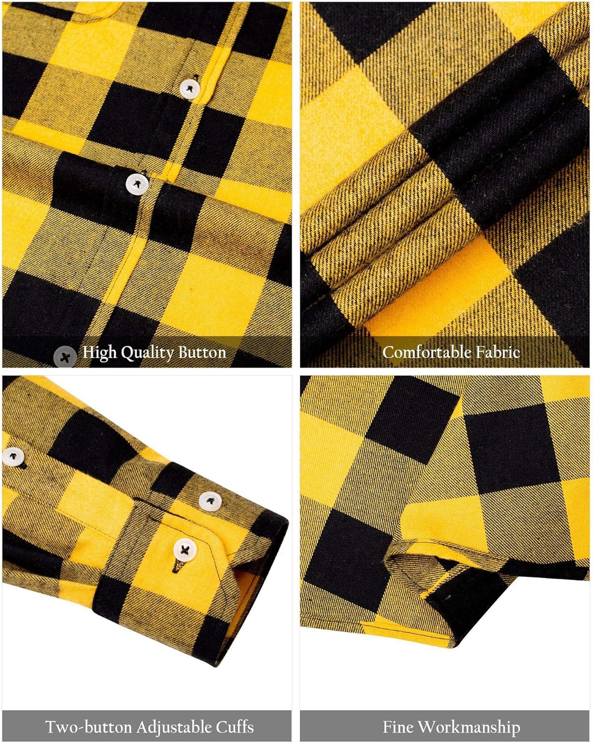 Alimens & Gentle Men's Button Down Regular Fit Long Sleeve Plaid Flannel Casual Shirts