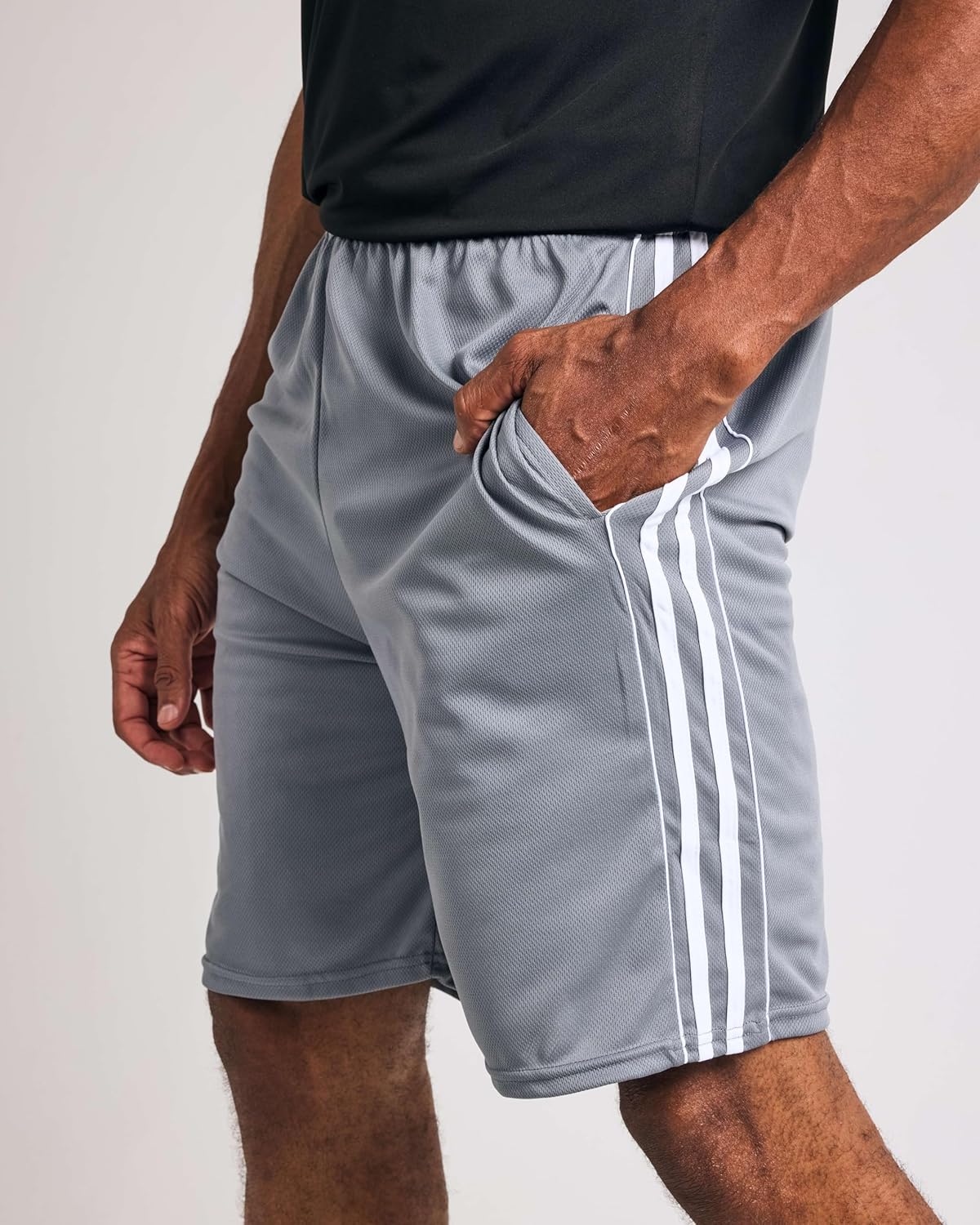 Real Essentials 5 Pack: Men's Mesh Athletic Basketball Shorts Quick Dry Activewear with Pockets