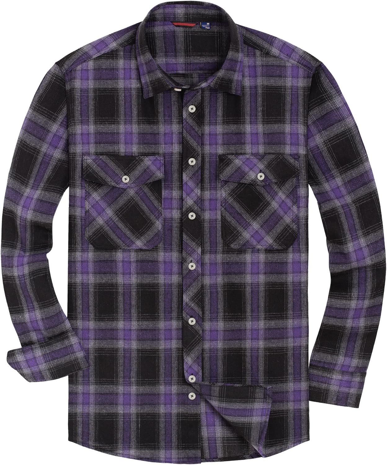 Alimens & Gentle Men's Button Down Regular Fit Long Sleeve Plaid Flannel Casual Shirts