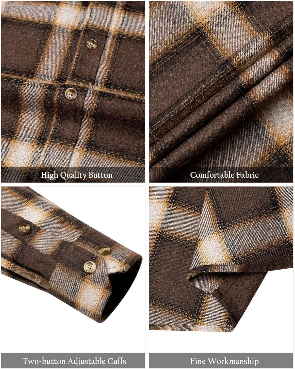 Alimens & Gentle Men's Button Down Regular Fit Long Sleeve Plaid Flannel Casual Shirts