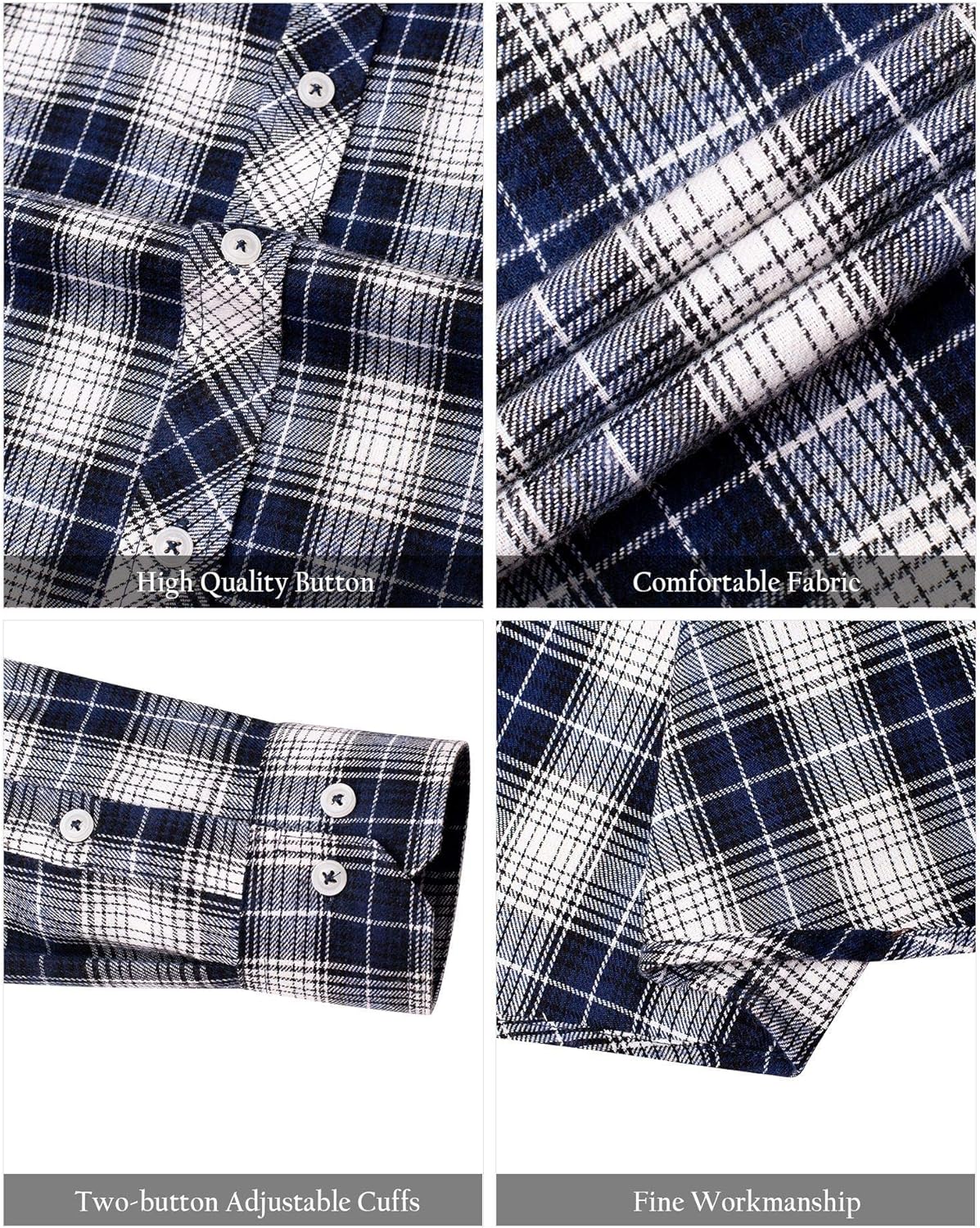 Alimens & Gentle Men's Button Down Regular Fit Long Sleeve Plaid Flannel Casual Shirts