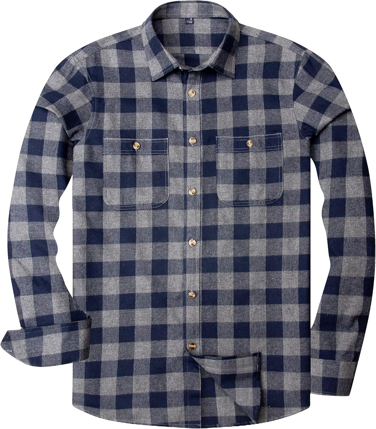 Alimens & Gentle Men's Button Down Regular Fit Long Sleeve Plaid Flannel Casual Shirts