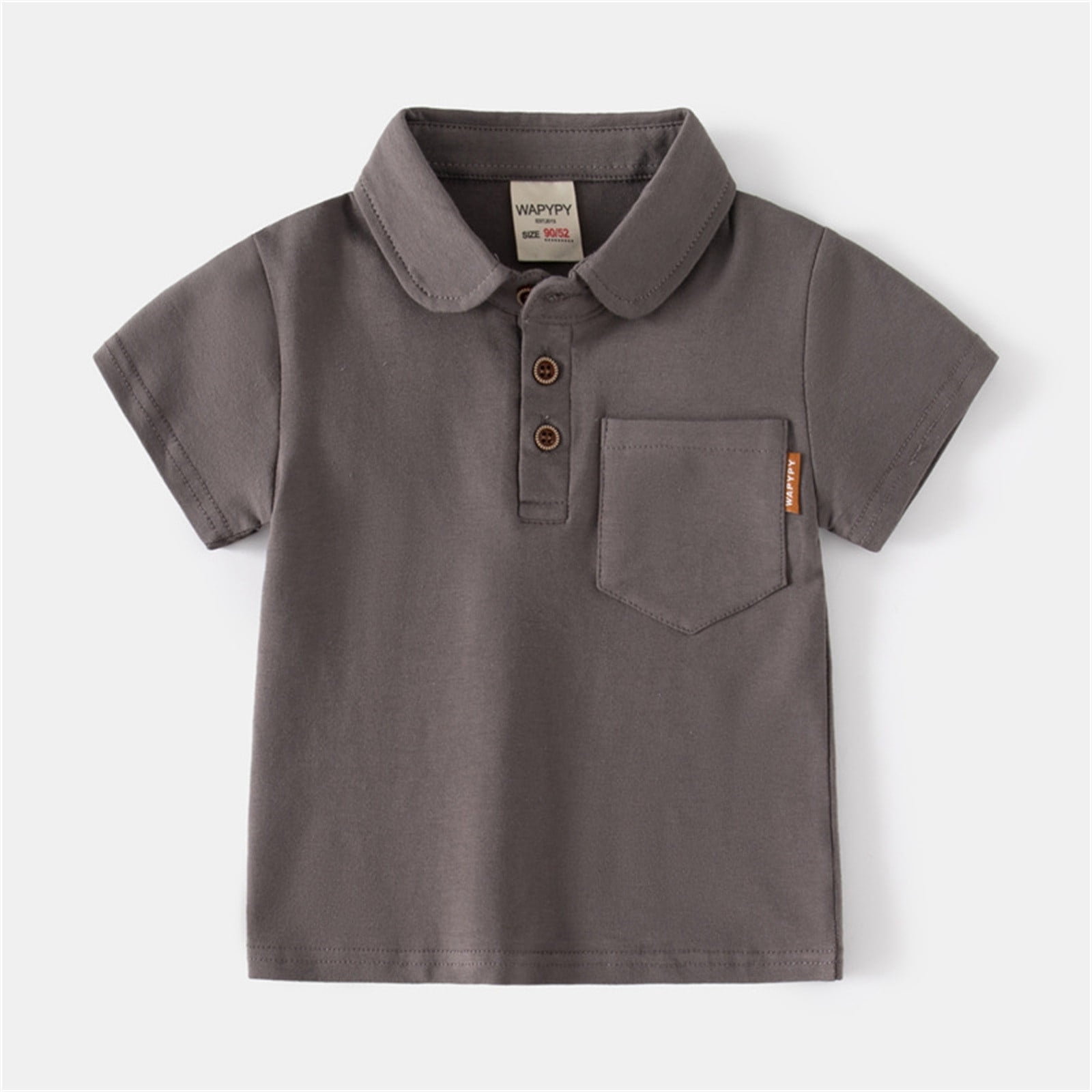 Gibobby Boys' School Uniform Short Sleeve Polo Shirt, Button Closure - Moisture Wicking Stretch Sport Shirts for Kids and Teens(Beige,12-18 Months)