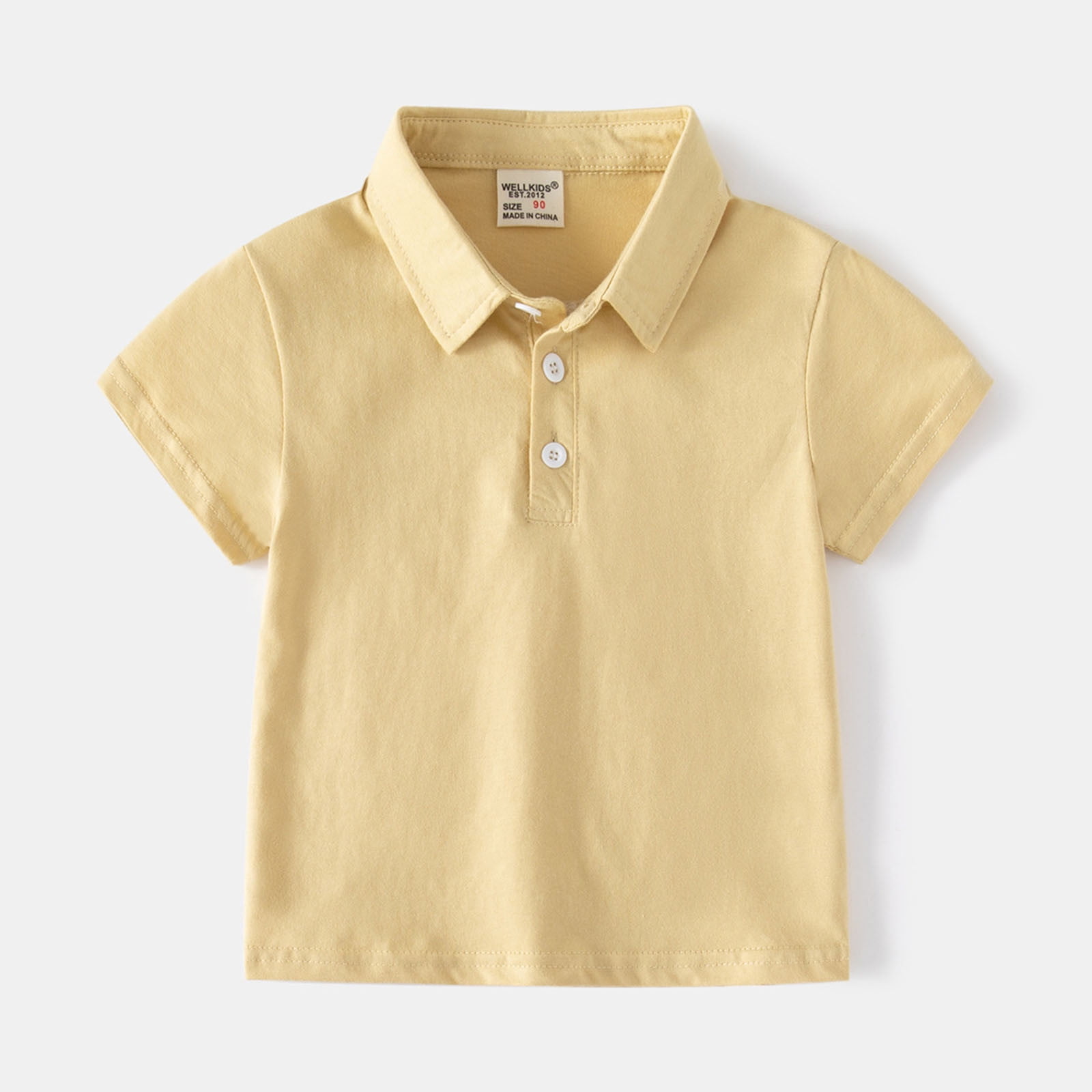 Gibobby Boys' School Uniform Short Sleeve Polo Shirt, Button Closure - Moisture Wicking Stretch Sport Shirts for Kids and Teens(Beige,12-18 Months)