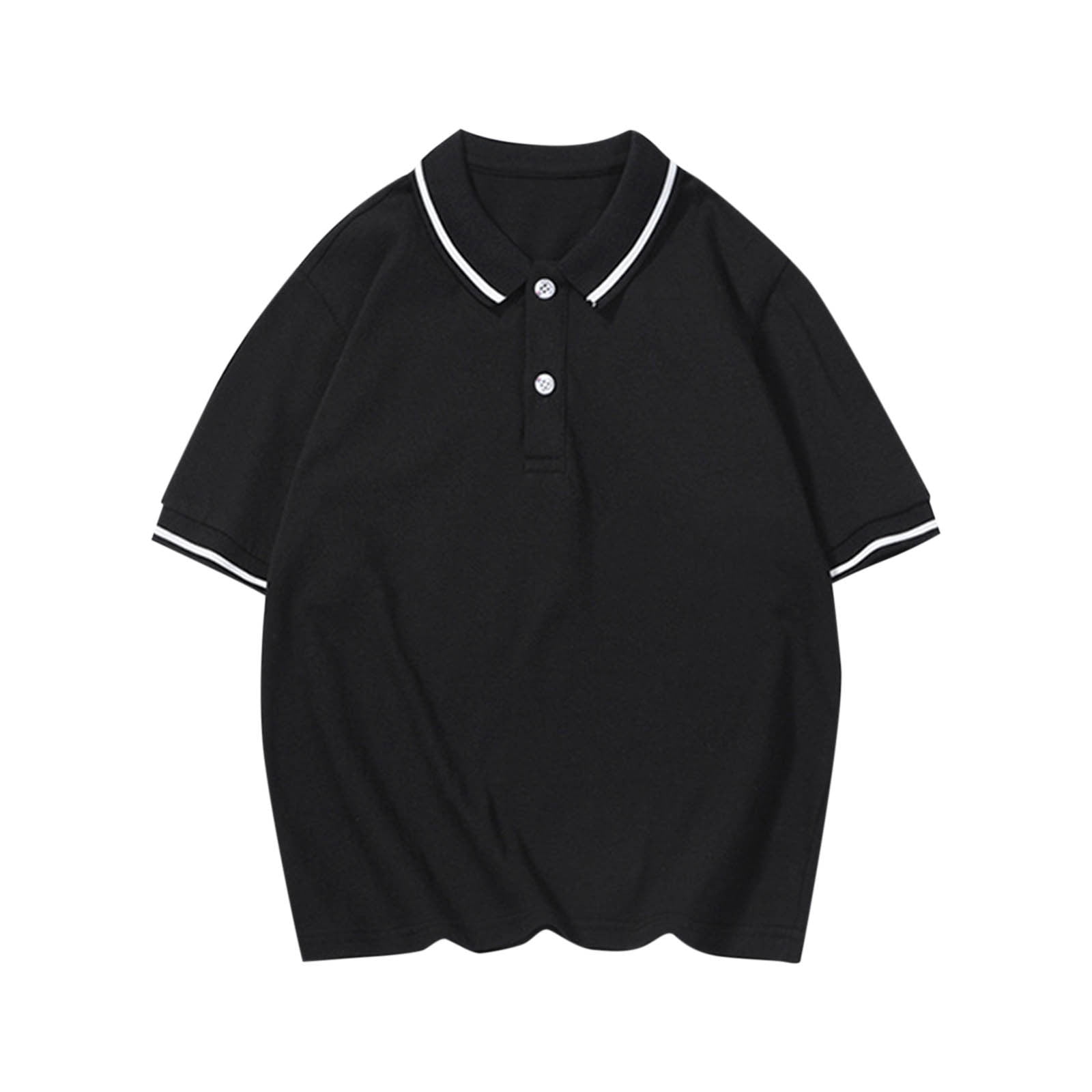 DAETIROS Boys Polo Shirts-School Uniform Shirt Casual Short Sleeve Cotton Boys Summer Clothing on Sale Navy Size 4-12