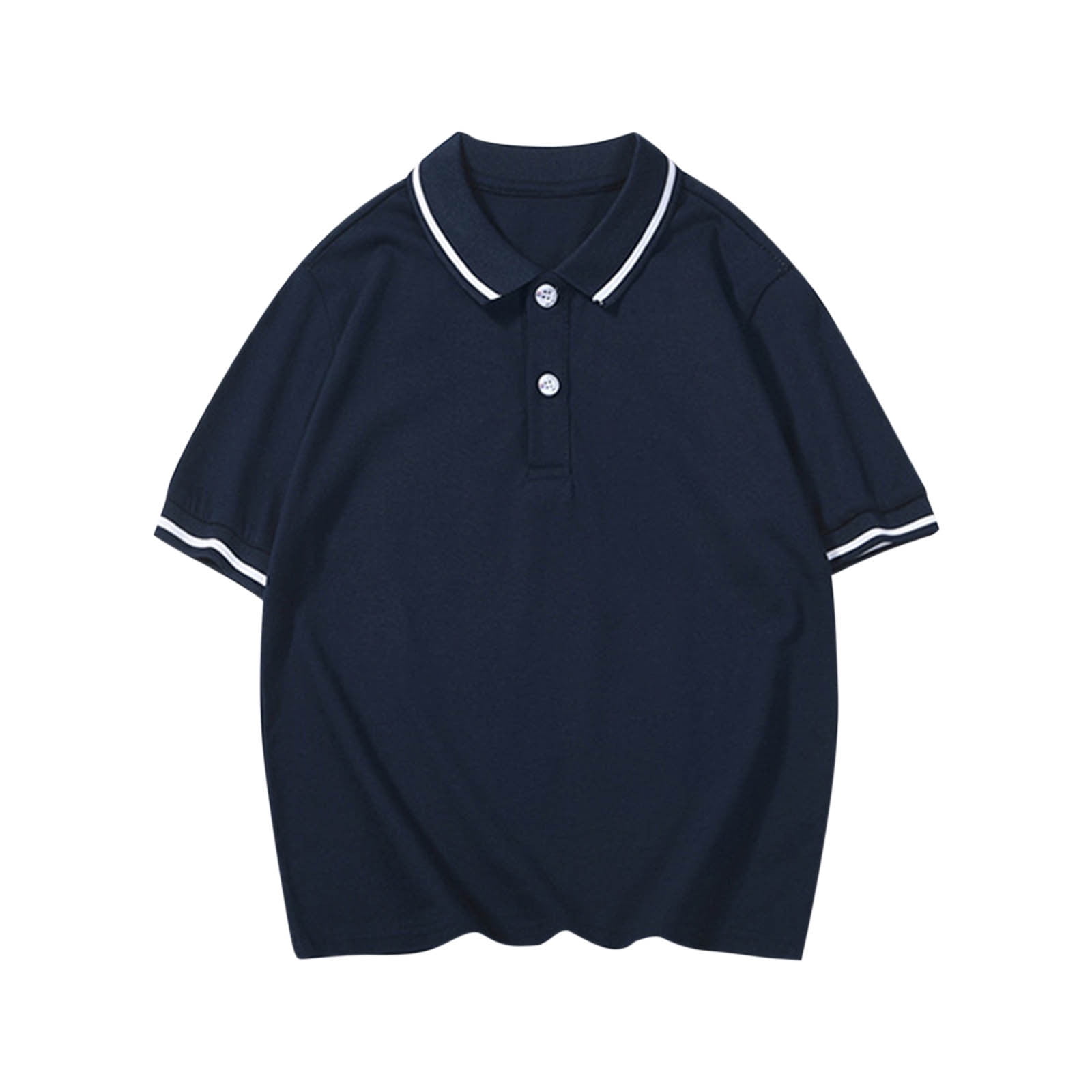 DAETIROS Boys Polo Shirts-School Uniform Shirt Casual Short Sleeve Cotton Boys Summer Clothing on Sale Navy Size 4-12