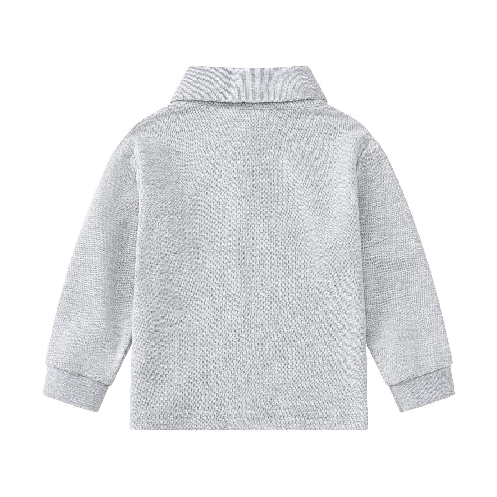 Boys' and Toddler Polo Shirt Long Sleeve Polo Collared Shirt Solid Color Shirt for Little Boys 5-6 Years