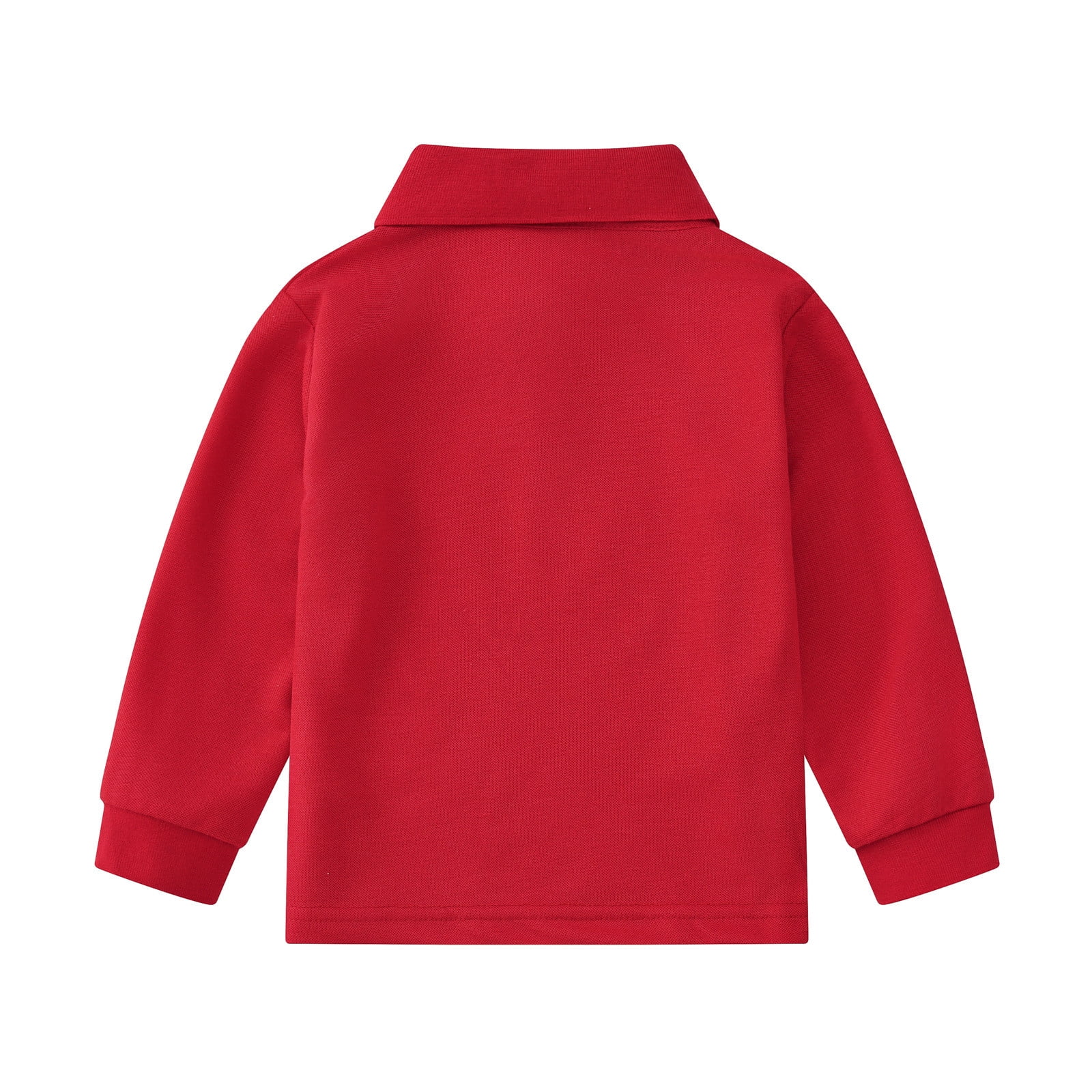 Boys' and Toddler Polo Shirt Long Sleeve Polo Collared Shirt Solid Color Shirt for Little Boys 5-6 Years