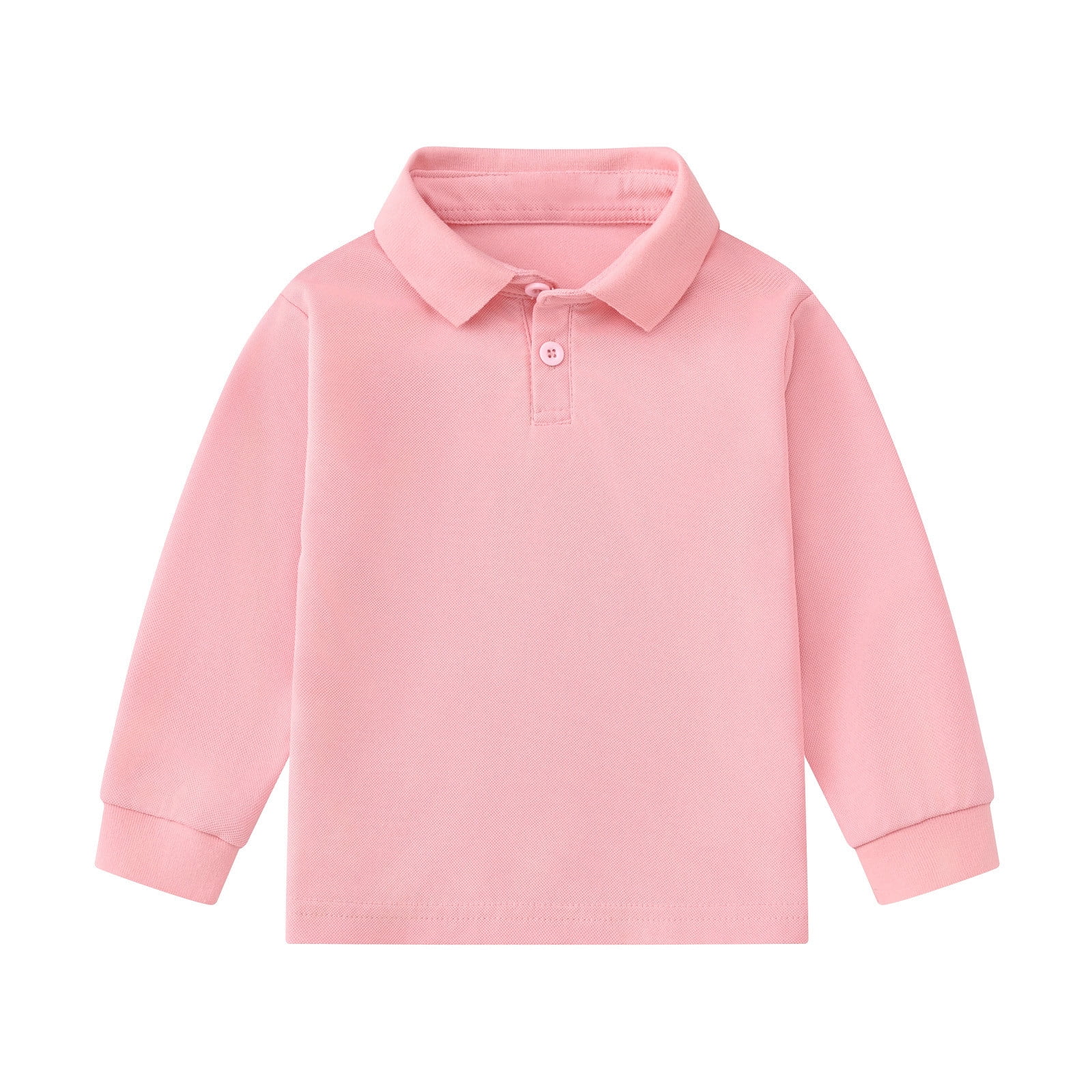 Boys' and Toddler Polo Shirt Long Sleeve Polo Collared Shirt Solid Color Shirt for Little Boys 5-6 Years