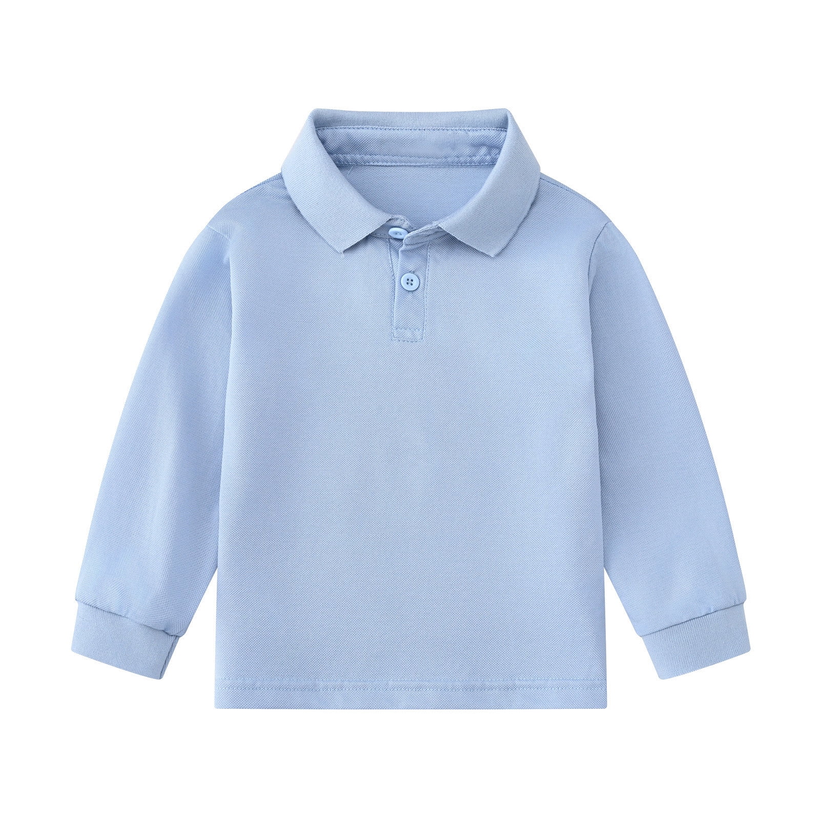 Boys' and Toddler Polo Shirt Long Sleeve Polo Collared Shirt Solid Color Shirt for Little Boys 5-6 Years
