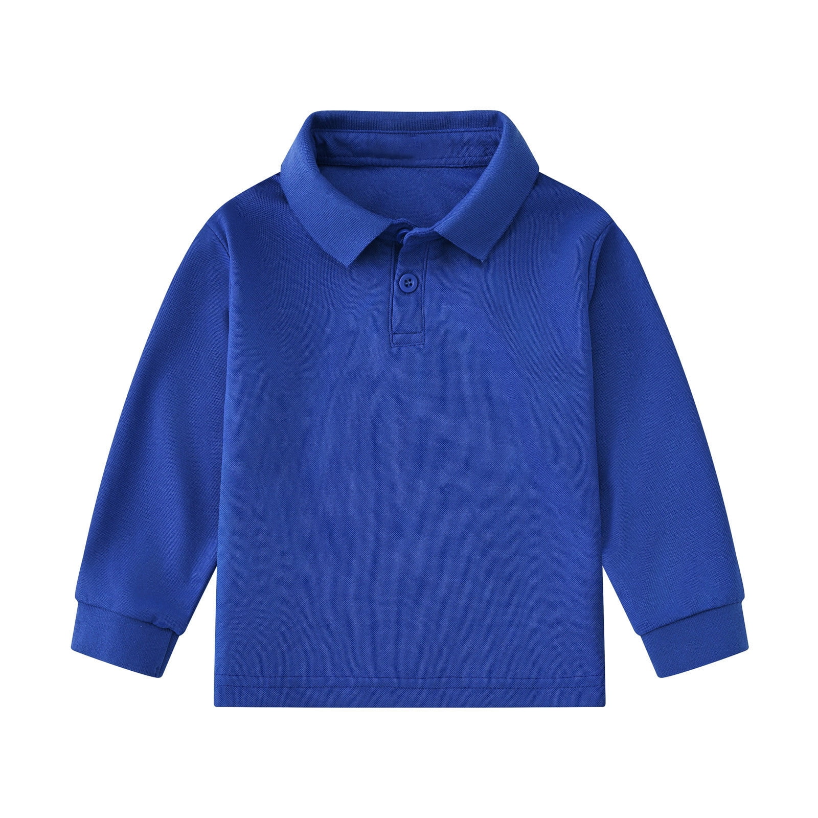 Boys' and Toddler Polo Shirt Long Sleeve Polo Collared Shirt Solid Color Shirt for Little Boys 5-6 Years