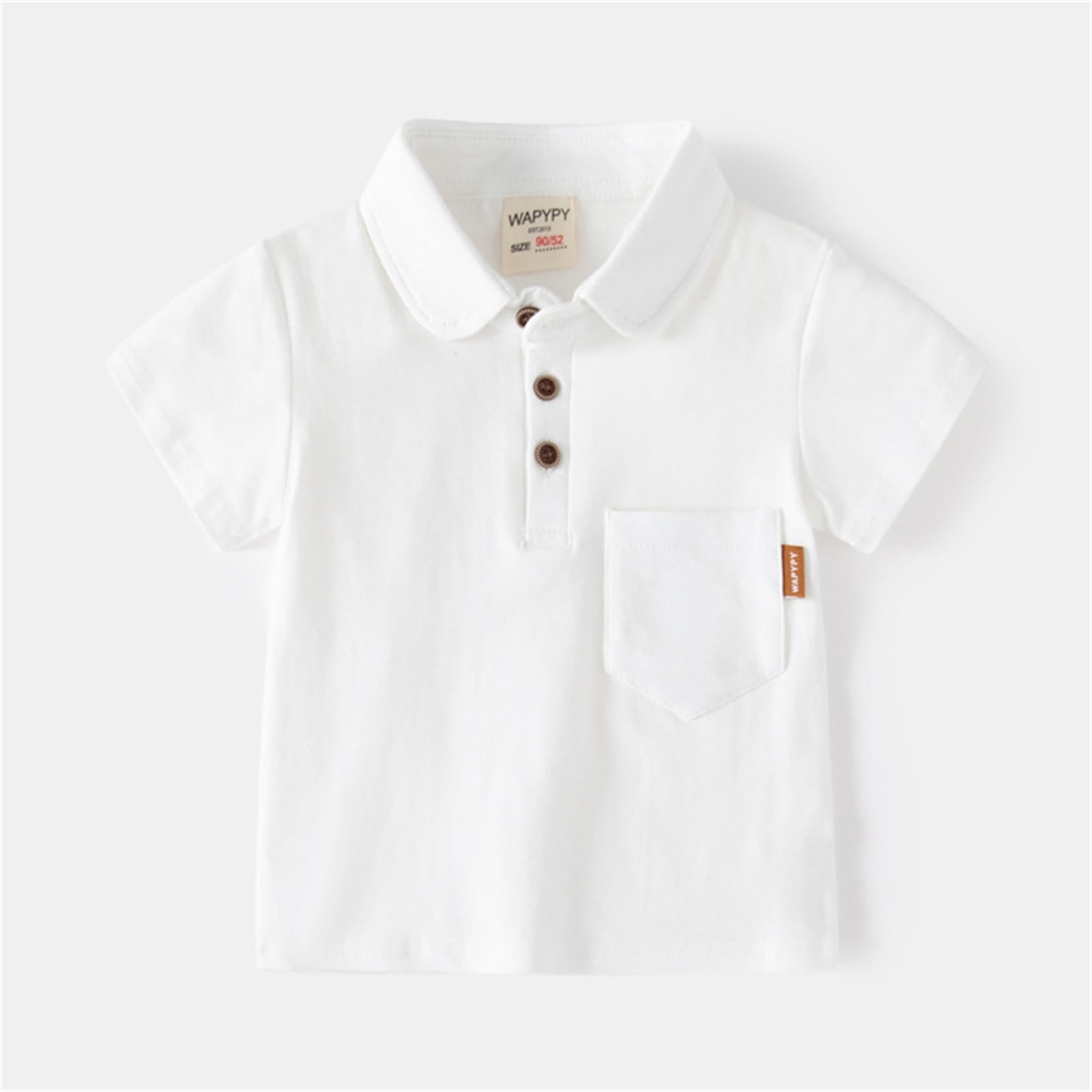 Gibobby Boys' School Uniform Short Sleeve Polo Shirt, Button Closure - Moisture Wicking Stretch Sport Shirts for Kids and Teens(Beige,12-18 Months)