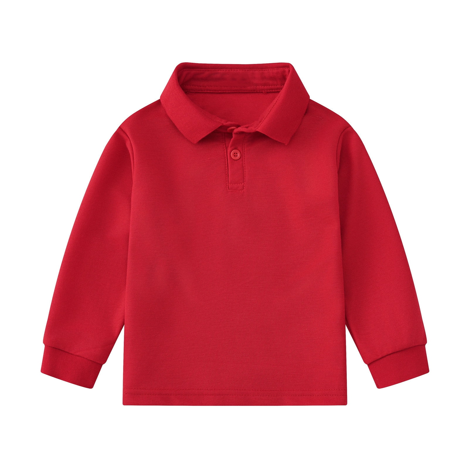Boys' and Toddler Polo Shirt Long Sleeve Polo Collared Shirt Solid Color Shirt for Little Boys 5-6 Years