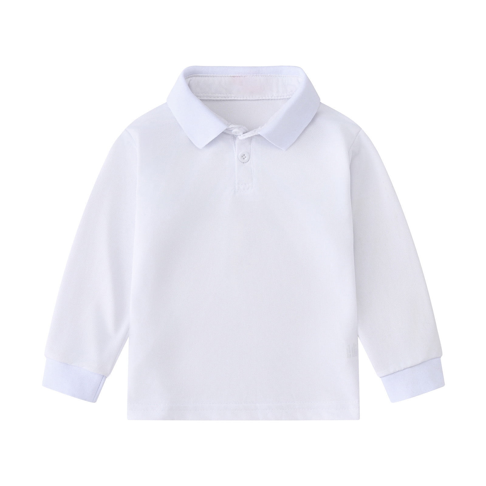 Boys' and Toddler Polo Shirt Long Sleeve Polo Collared Shirt Solid Color Shirt for Little Boys 5-6 Years